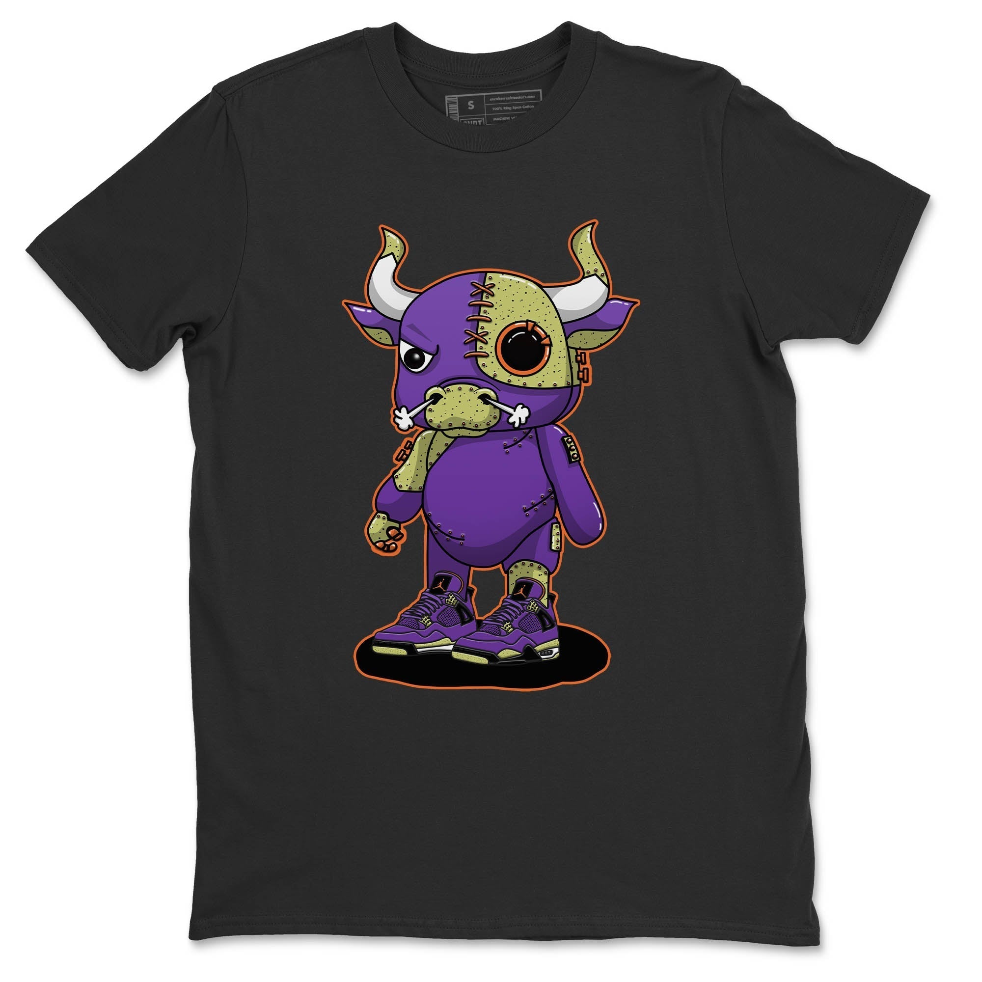 Jordan 4 Canyon Purple Sneaker Matching T-Shirt Cyborg Bull Sneaker Tees Jordan 4 Canyon Purple Sneaker Release Tees Crew Neck Tees