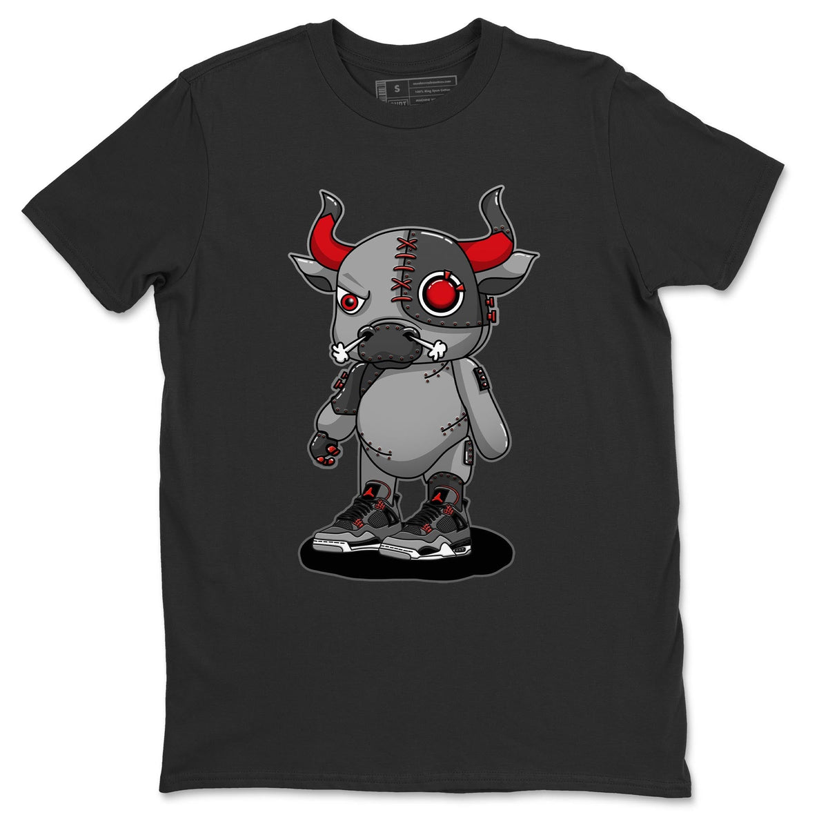 Jordan 4 Infrared Sneaker Matching T-Shirt Cyborg Bull Sneaker Tees Jordan 4 Infrared Sneaker Release Tees Crew Neck Tees