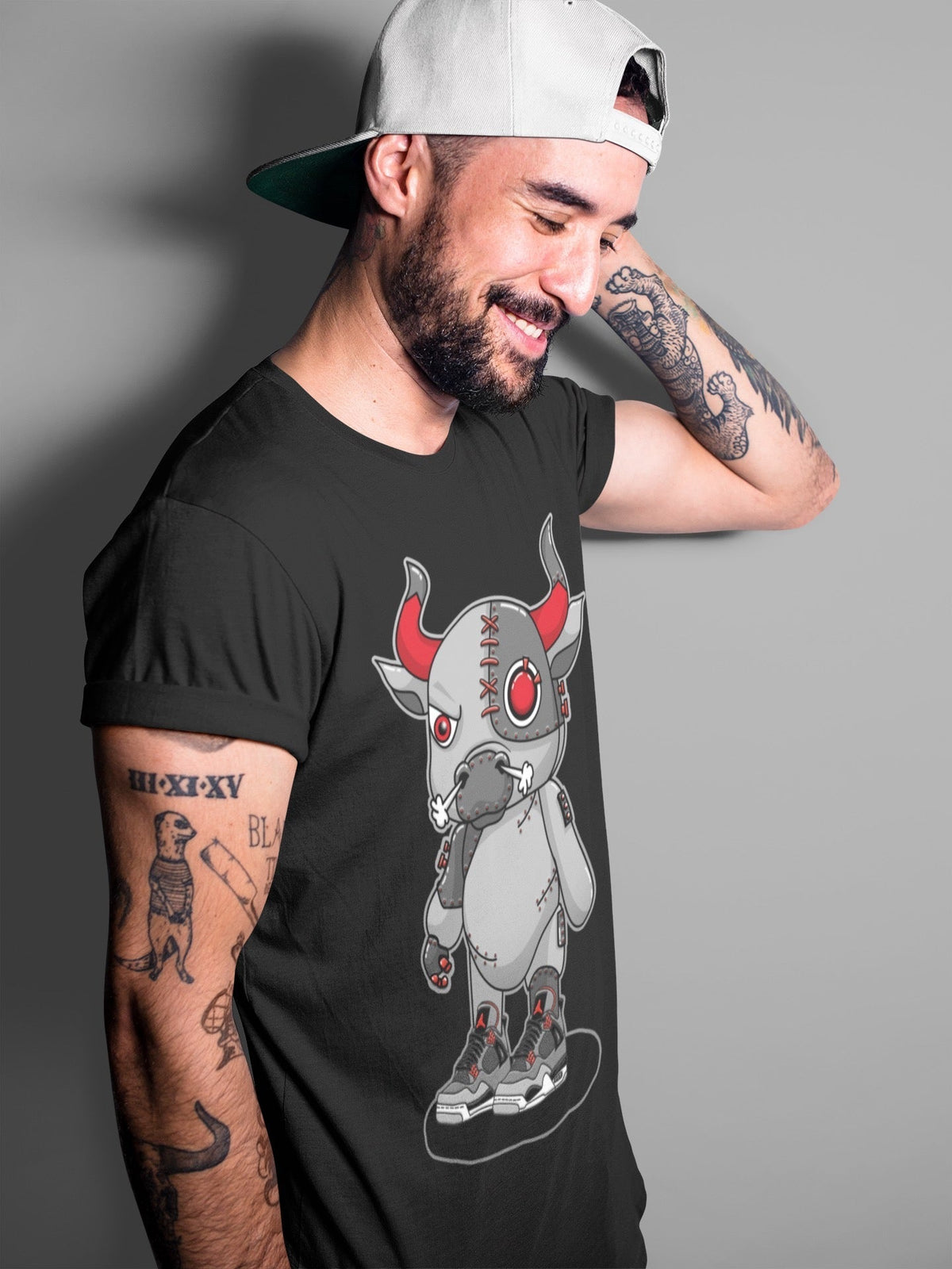 Jordan 4 Infrared Sneaker Matching T-Shirt Cyborg Bull Sneaker Tees Jordan 4 Infrared Sneaker Release Tees Crew Neck Tees