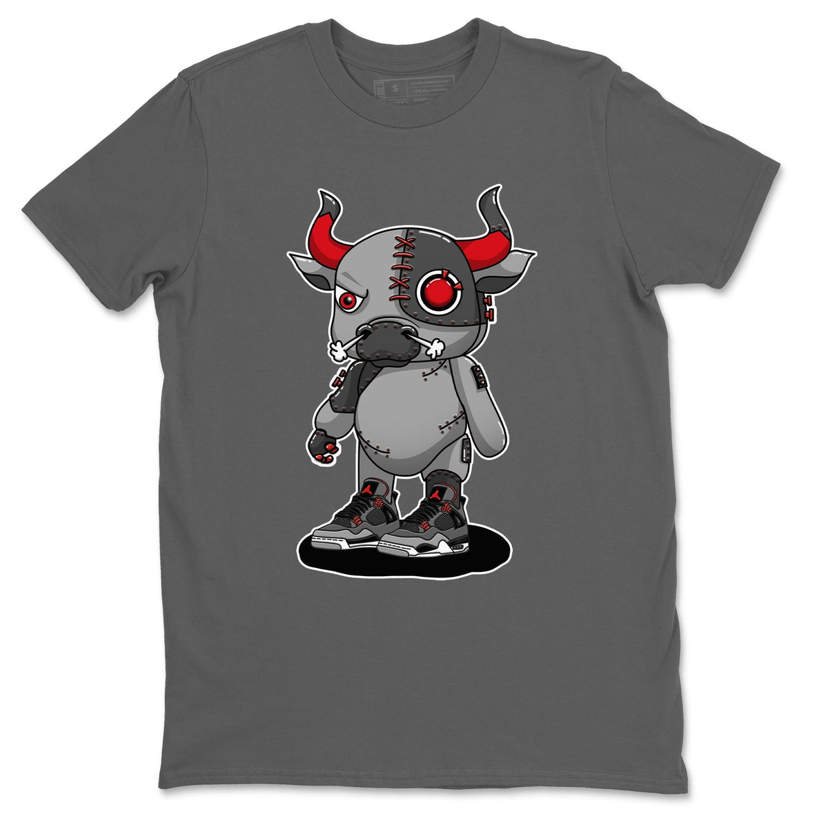 Jordan 4 Infrared Sneaker Matching T-Shirt Cyborg Bull Sneaker Tees Jordan 4 Infrared Sneaker Release Tees Crew Neck Tees
