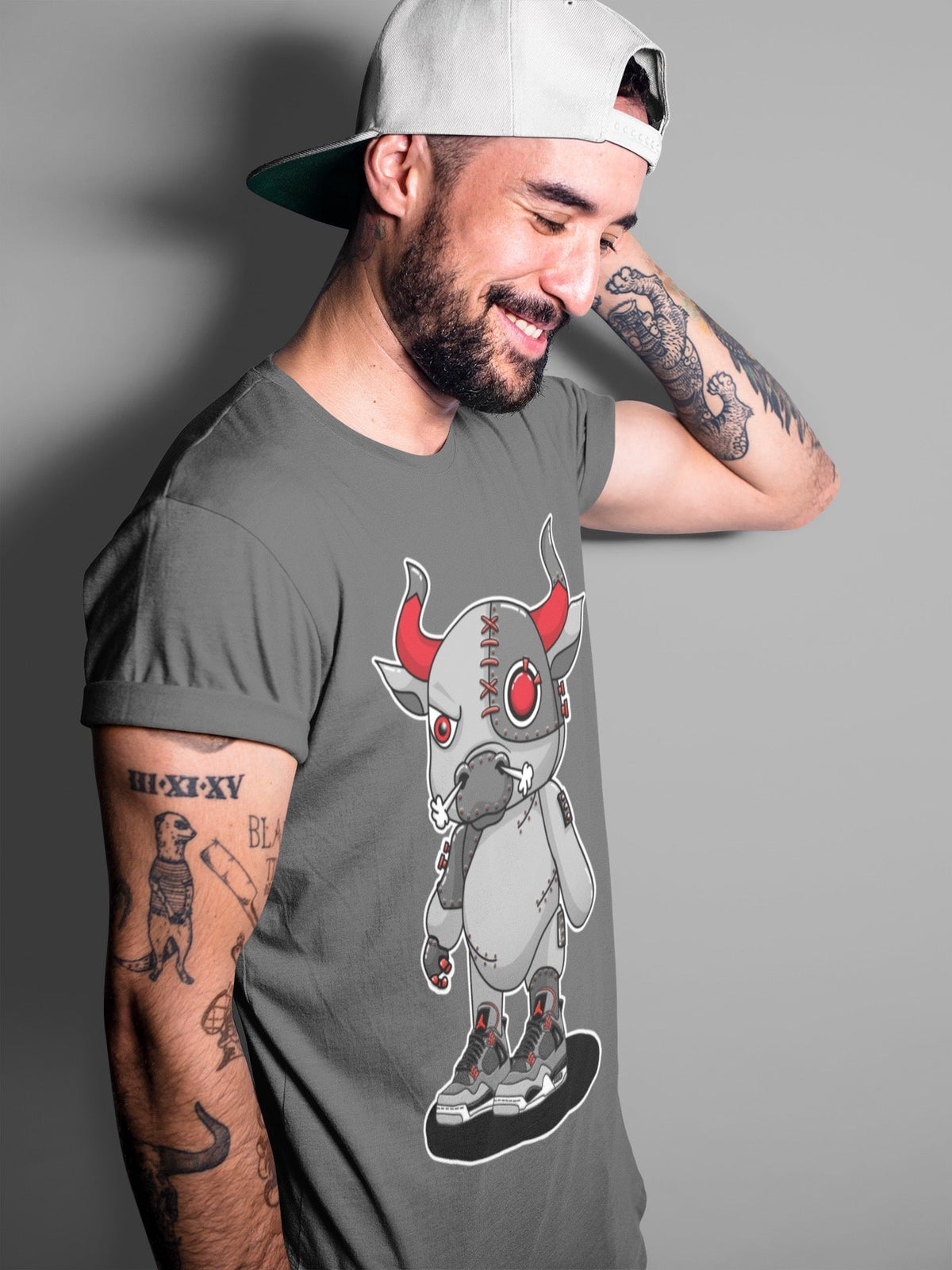 Jordan 4 Infrared Sneaker Matching T-Shirt Cyborg Bull Sneaker Tees Jordan 4 Infrared Sneaker Release Tees Crew Neck Tees