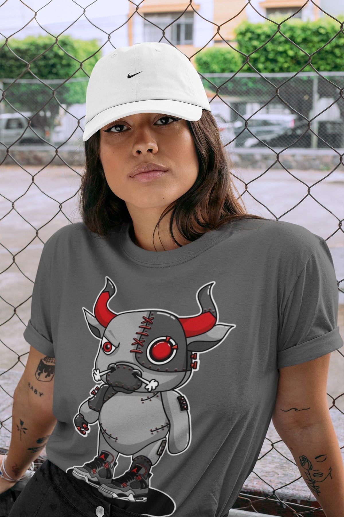 Jordan 4 Infrared Sneaker Matching T-Shirt Cyborg Bull Sneaker Tees Jordan 4 Infrared Sneaker Release Tees Crew Neck Tees