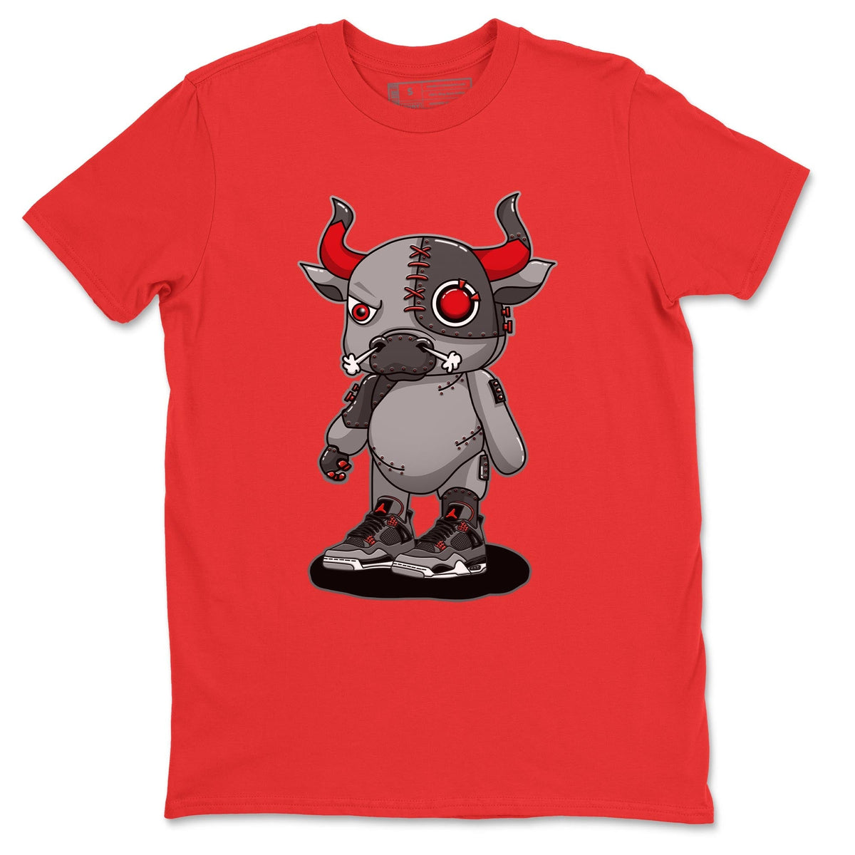 Jordan 4 Infrared Sneaker Matching T-Shirt Cyborg Bull Sneaker Tees Jordan 4 Infrared Sneaker Release Tees Crew Neck Tees