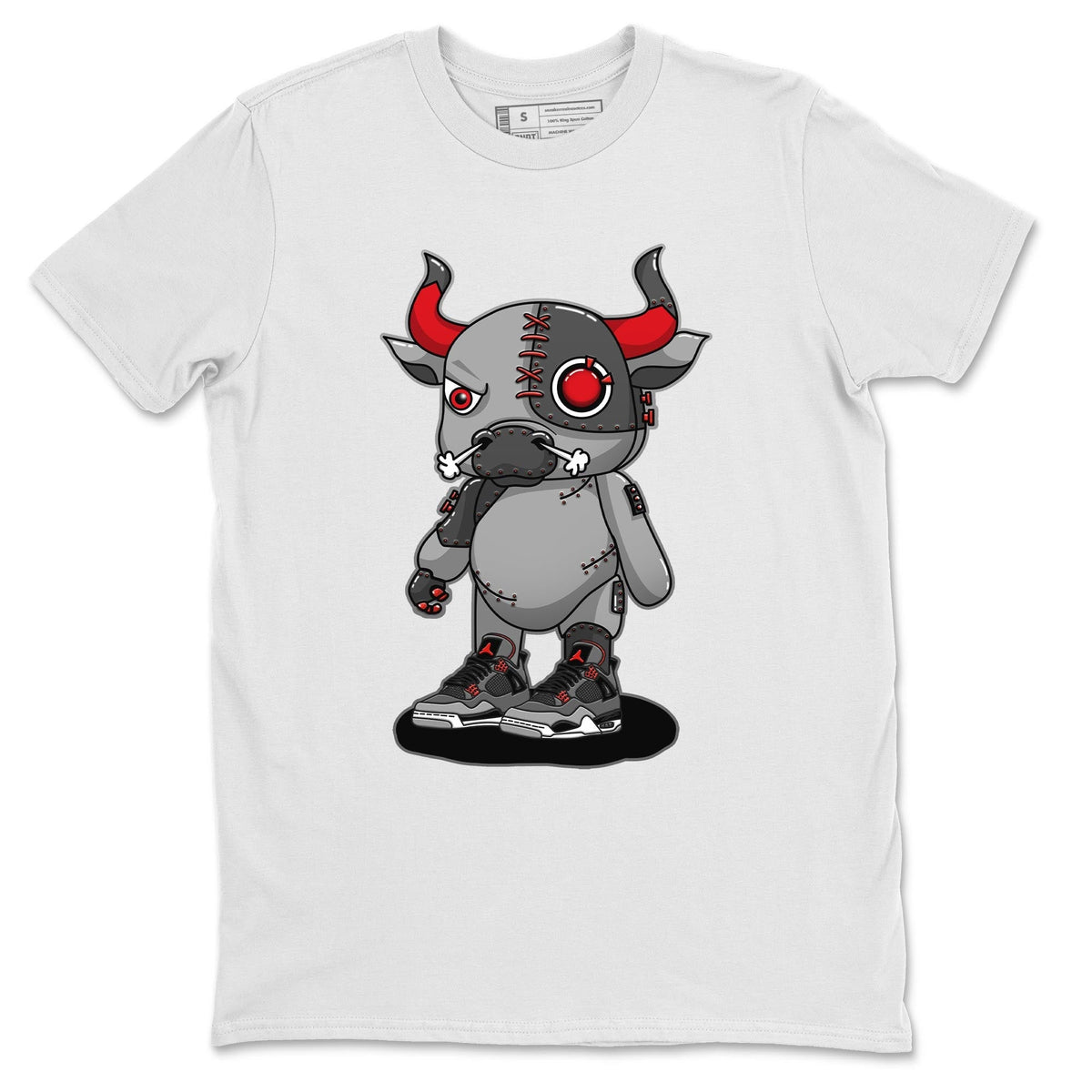 Jordan 4 Infrared Sneaker Matching T-Shirt Cyborg Bull Sneaker Tees Jordan 4 Infrared Sneaker Release Tees Crew Neck Tees