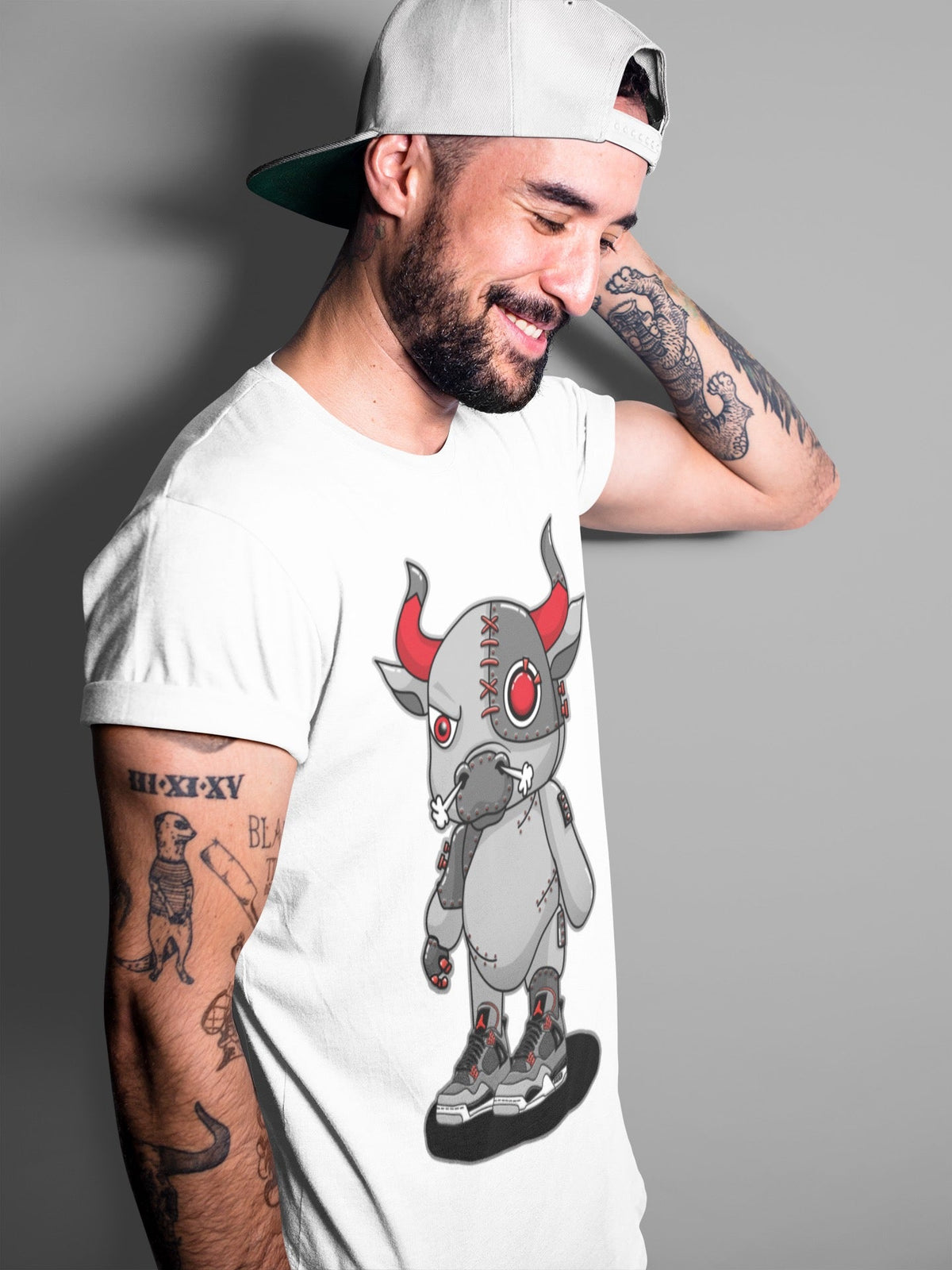 Jordan 4 Infrared Sneaker Matching T-Shirt Cyborg Bull Sneaker Tees Jordan 4 Infrared Sneaker Release Tees Crew Neck Tees
