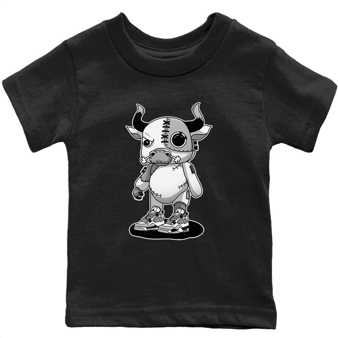 Jordan 4 Military Black Sneaker Matching T-Shirt Cyborg Bull Sneaker Tees Jordan 4 Military Black Sneaker Release Tees Kids Shirts