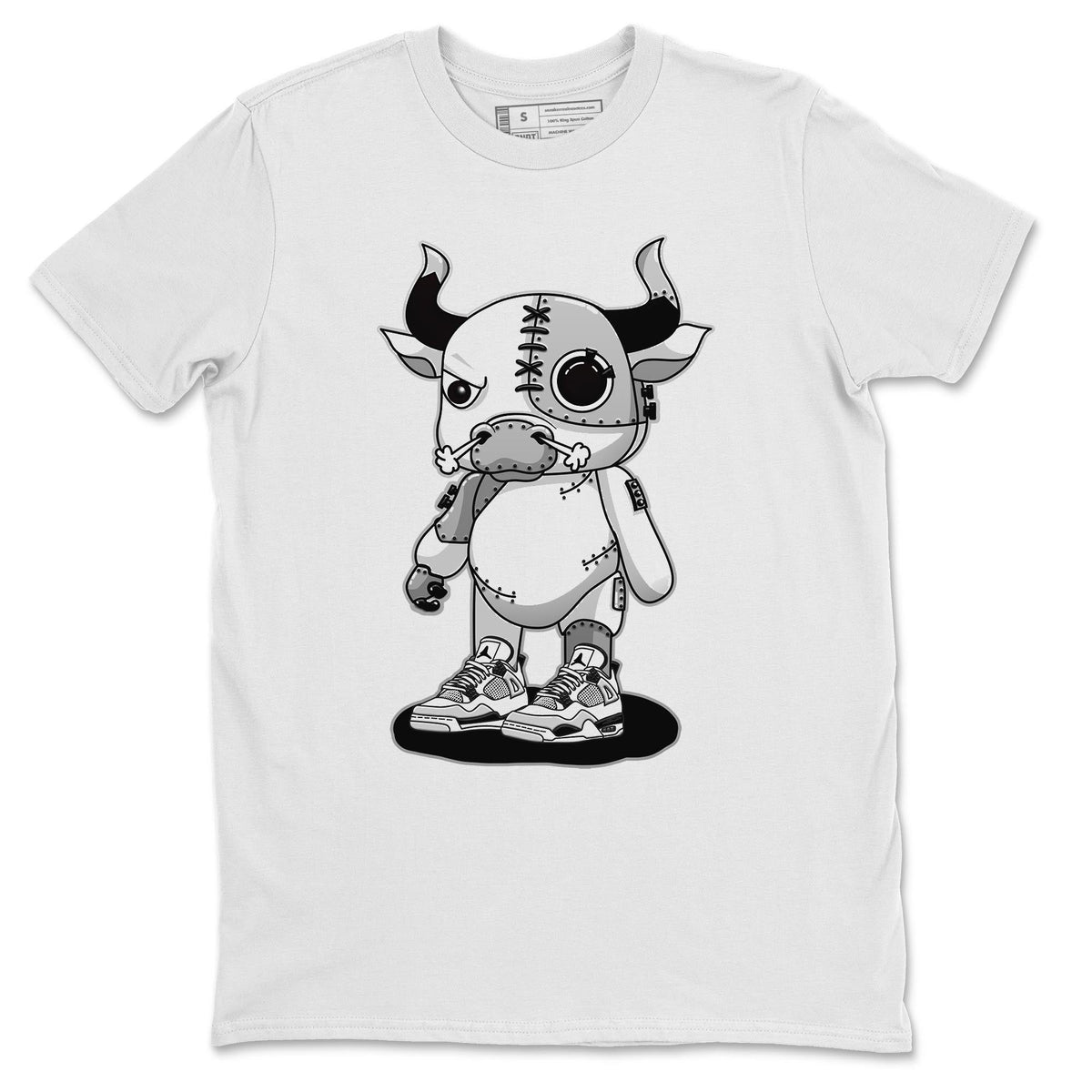 Jordan 4 Military Black Sneaker Matching T-Shirt Cyborg Bull Sneaker Tees Jordan 4 Military Black Sneaker Release Tees Crew Neck Tees