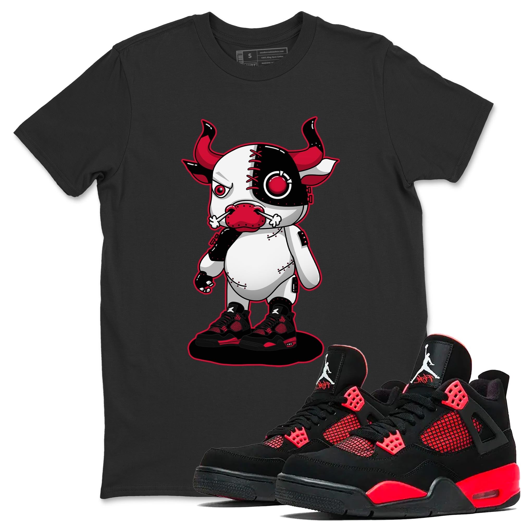 Jordan 4 Red Thunder Shirt To Match Jordans Cyborg Bull Sneaker Tees Jordan 4 Red Thunder Drip Gear Zone Sneaker Matching Clothing Unisex Shirts