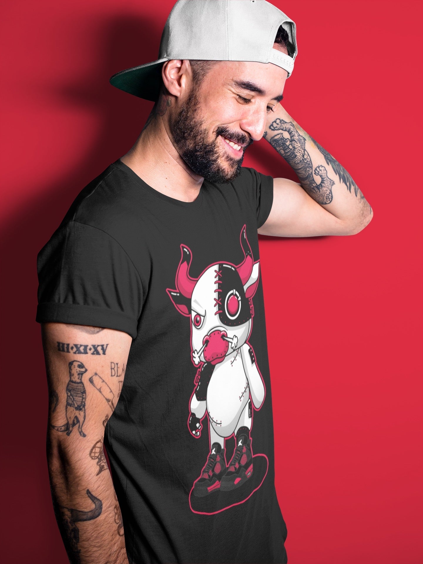 Jordan 4 Red Thunder Shirt To Match Jordans Cyborg Bull Sneaker Tees Jordan 4 Red Thunder Drip Gear Zone Sneaker Matching Clothing Unisex Shirts