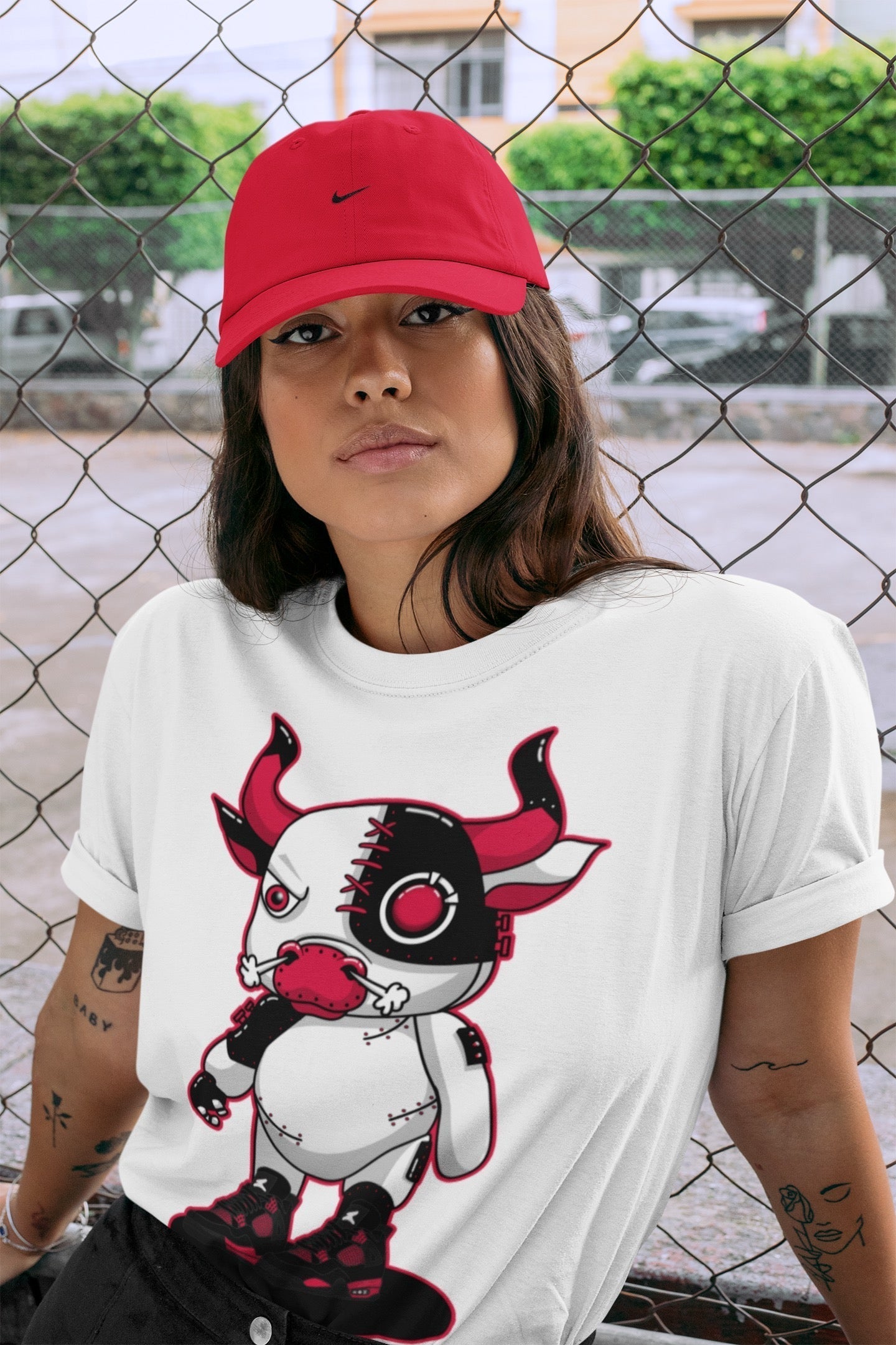 Jordan 4 Red Thunder Shirt To Match Jordans Cyborg Bull Sneaker Tees Jordan 4 Red Thunder Drip Gear Zone Sneaker Matching Clothing Unisex Shirts