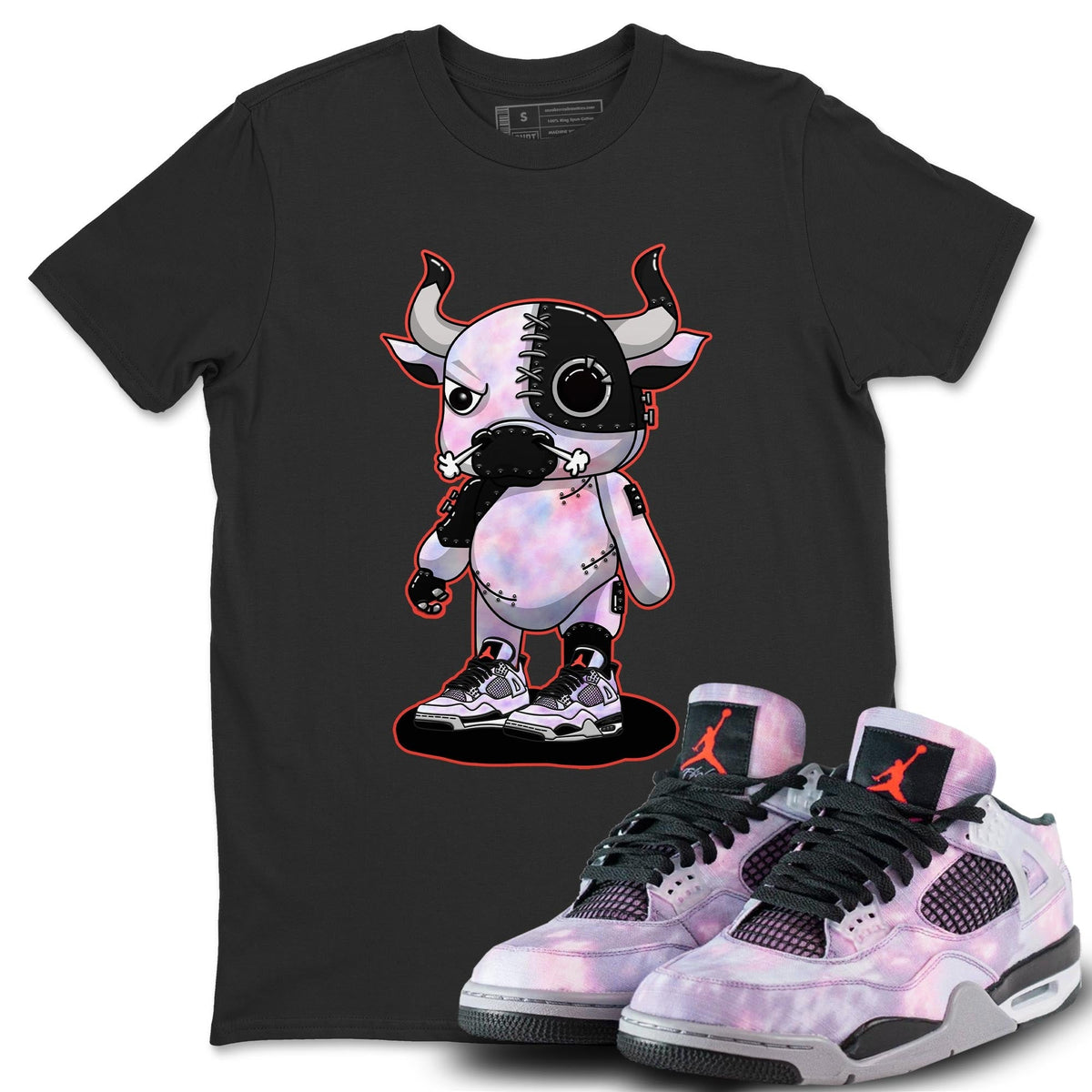 Jordan 4 Zen Master Sneaker Matching T-Shirt Cyborg Bull Sneaker Tees Jordan 4 Zen Master Sneaker Release Tees Crew Neck Tees