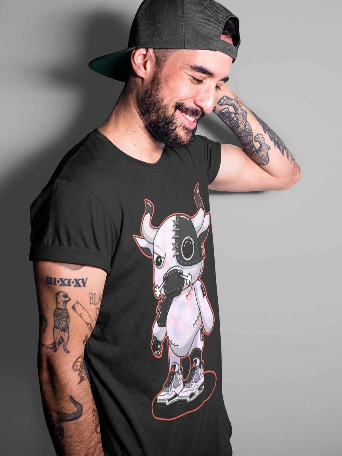 Jordan 4 Zen Master Sneaker Matching T-Shirt Cyborg Bull Sneaker Tees Jordan 4 Zen Master Sneaker Release Tees Crew Neck Tees