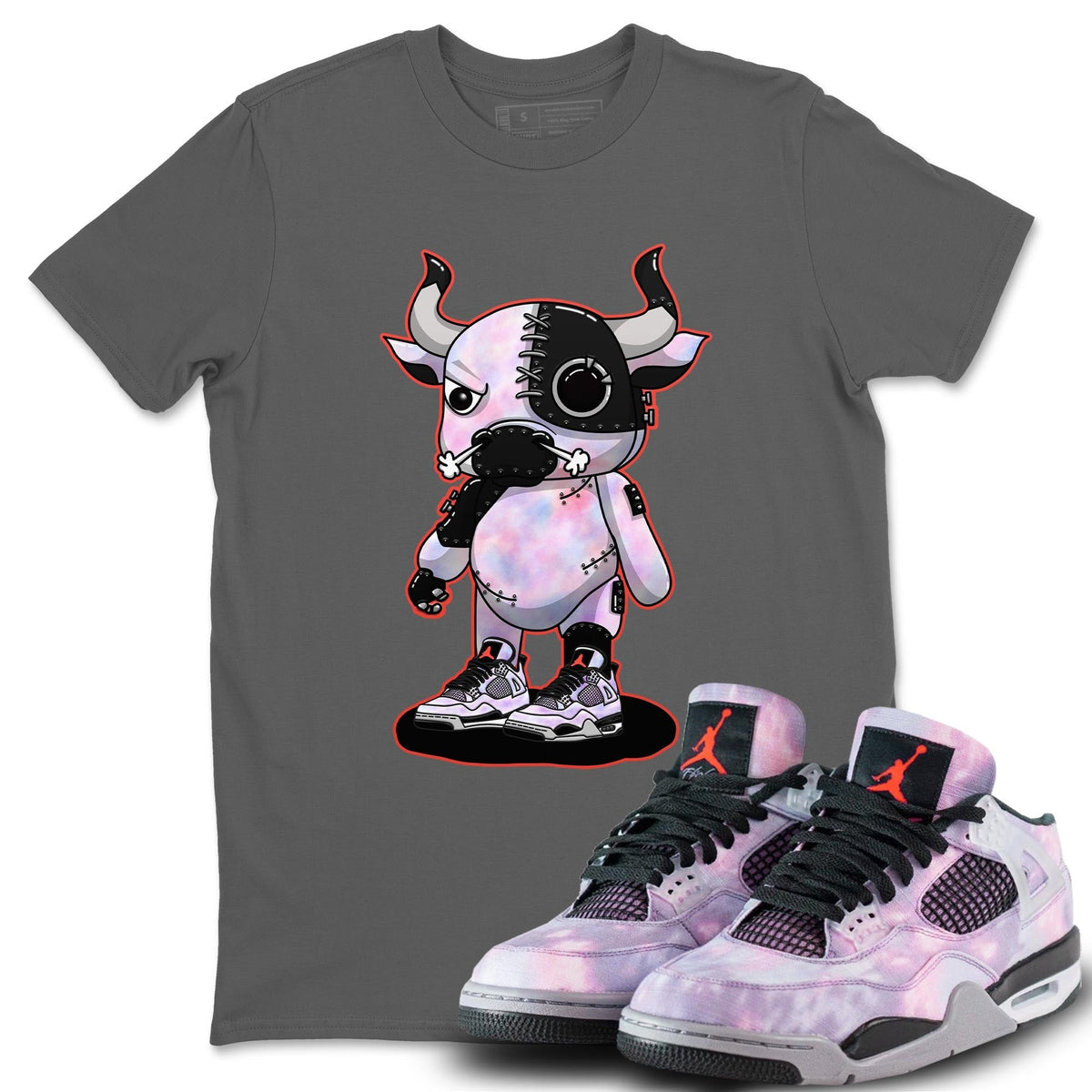 Jordan 4 Zen Master Sneaker Matching T-Shirt Cyborg Bull Sneaker Tees Jordan 4 Zen Master Sneaker Release Tees Crew Neck Tees