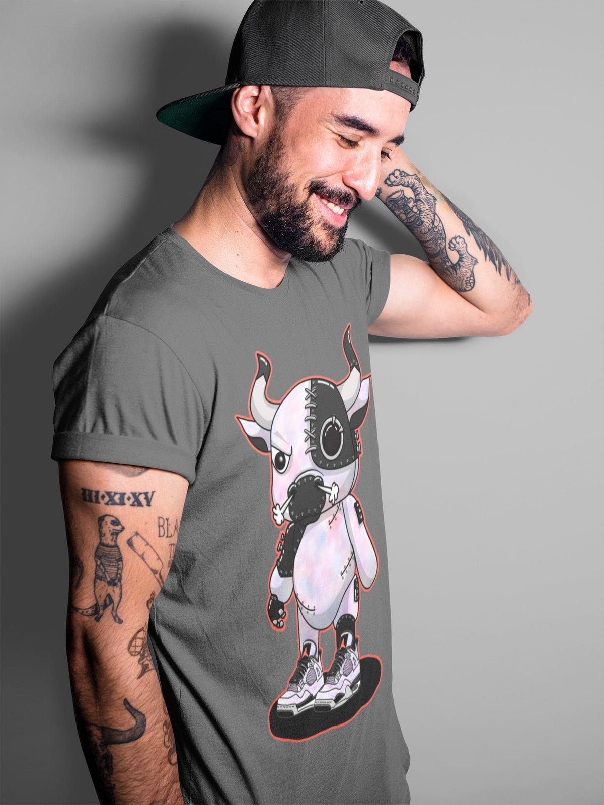 Jordan 4 Zen Master Sneaker Matching T-Shirt Cyborg Bull Sneaker Tees Jordan 4 Zen Master Sneaker Release Tees Crew Neck Tees