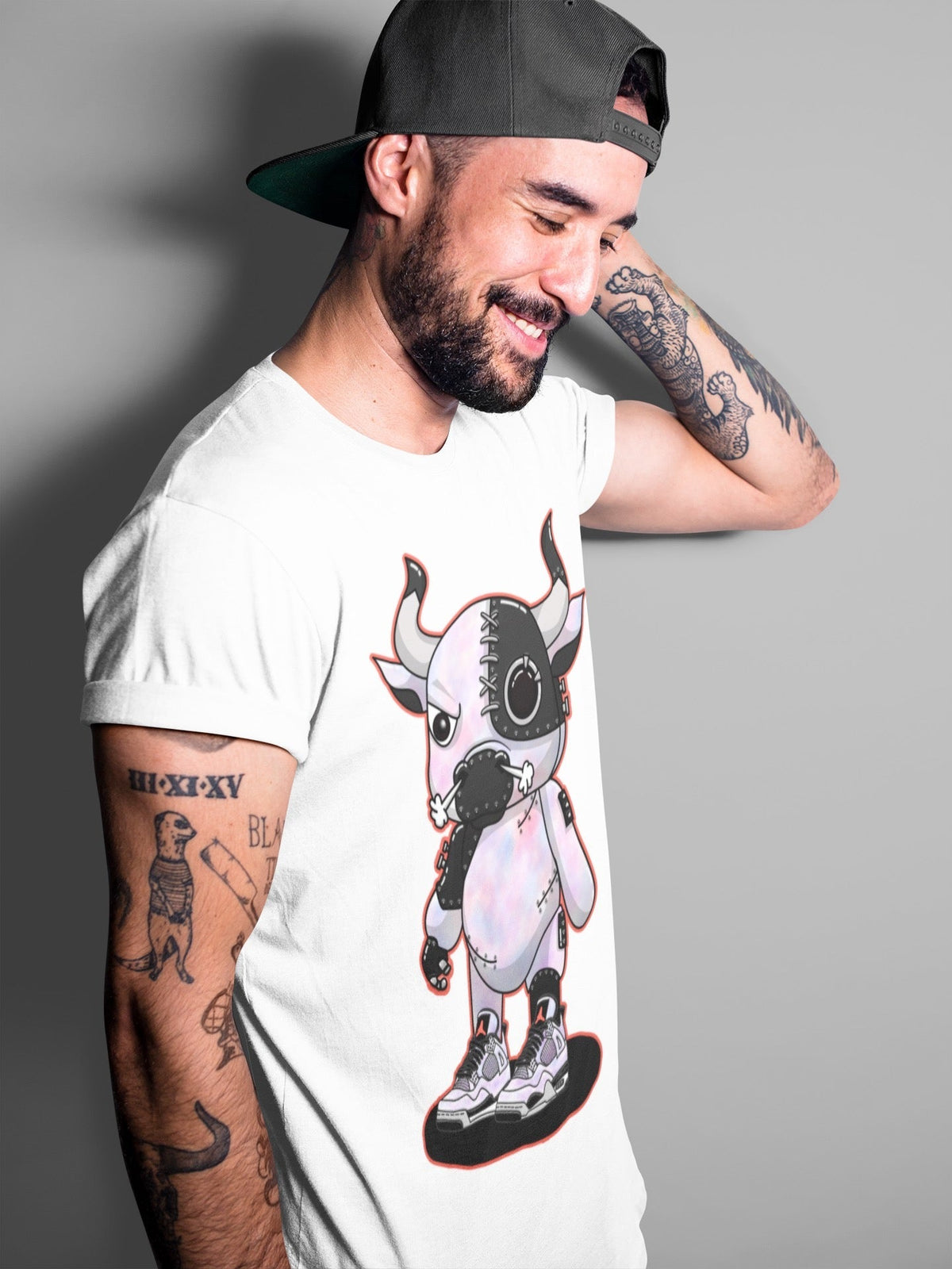 Jordan 4 Zen Master Sneaker Matching T-Shirt Cyborg Bull Sneaker Tees Jordan 4 Zen Master Sneaker Release Tees Crew Neck Tees