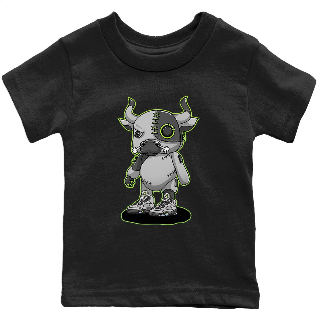 Jordan 5 Green Bean Sneaker Matching T-Shirt Cyborg Bull Sneaker Tees Jordan 5 Green Bean Sneaker Release Tees Kids Shirts