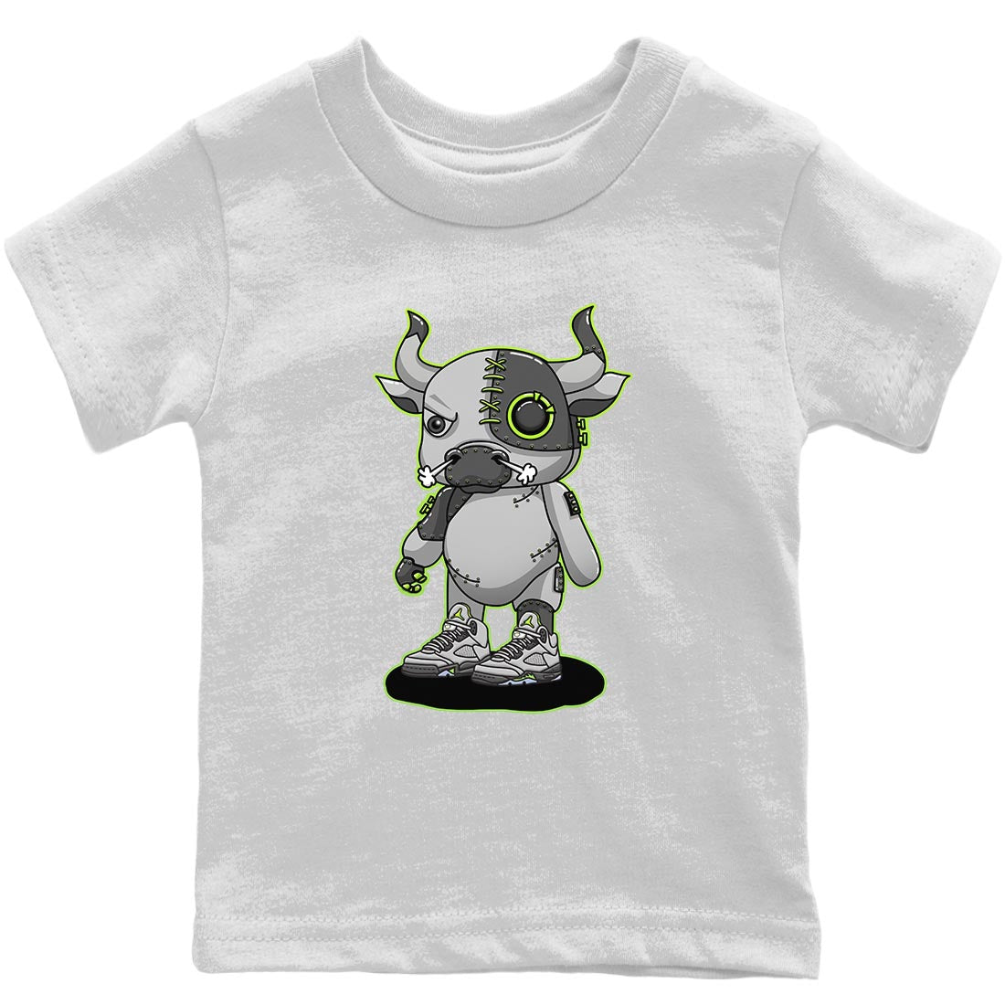 Jordan 5 Green Bean Sneaker Matching T-Shirt Cyborg Bull Sneaker Tees Jordan 5 Green Bean Sneaker Release Tees Kids Shirts