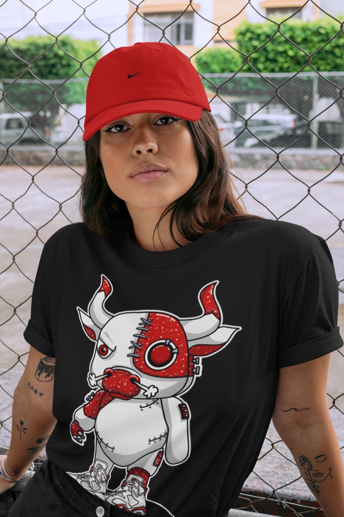 Jordan 6 Red Velvet Cookies Sneaker Matching T-Shirt Cyborg Bull Sneaker Tees Jordan 6 Red Velvet Cookies Sneaker Release Tees Crew Neck Tees