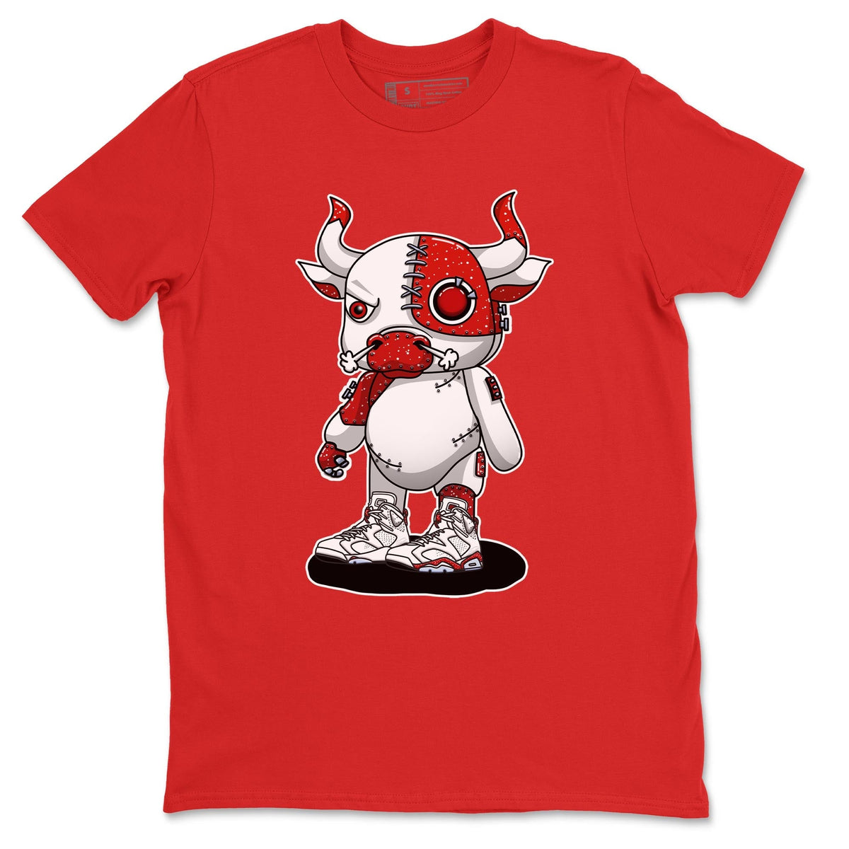 Jordan 6 Red Velvet Cookies Sneaker Matching T-Shirt Cyborg Bull Sneaker Tees Jordan 6 Red Velvet Cookies Sneaker Release Tees Crew Neck Tees