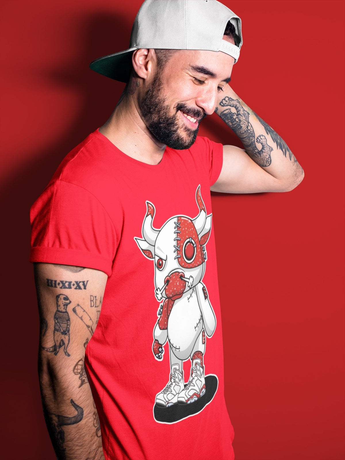 Jordan 6 Red Velvet Cookies Sneaker Matching T-Shirt Cyborg Bull Sneaker Tees Jordan 6 Red Velvet Cookies Sneaker Release Tees Crew Neck Tees