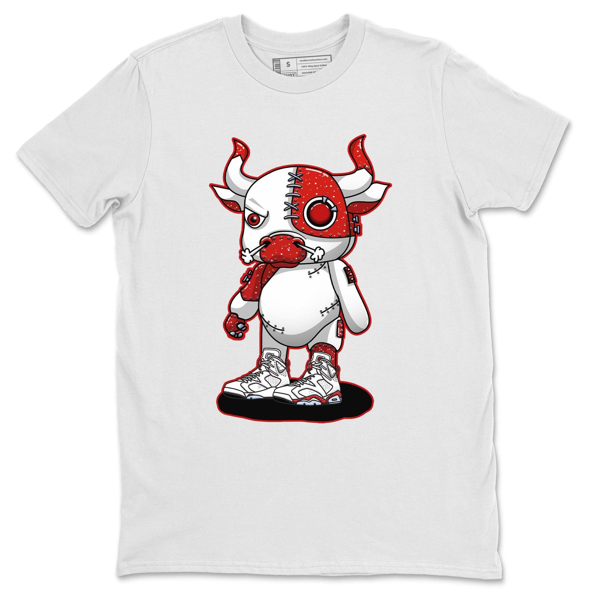 Jordan 6 Red Velvet Cookies Sneaker Matching T-Shirt Cyborg Bull Sneaker Tees Jordan 6 Red Velvet Cookies Sneaker Release Tees Crew Neck Tees