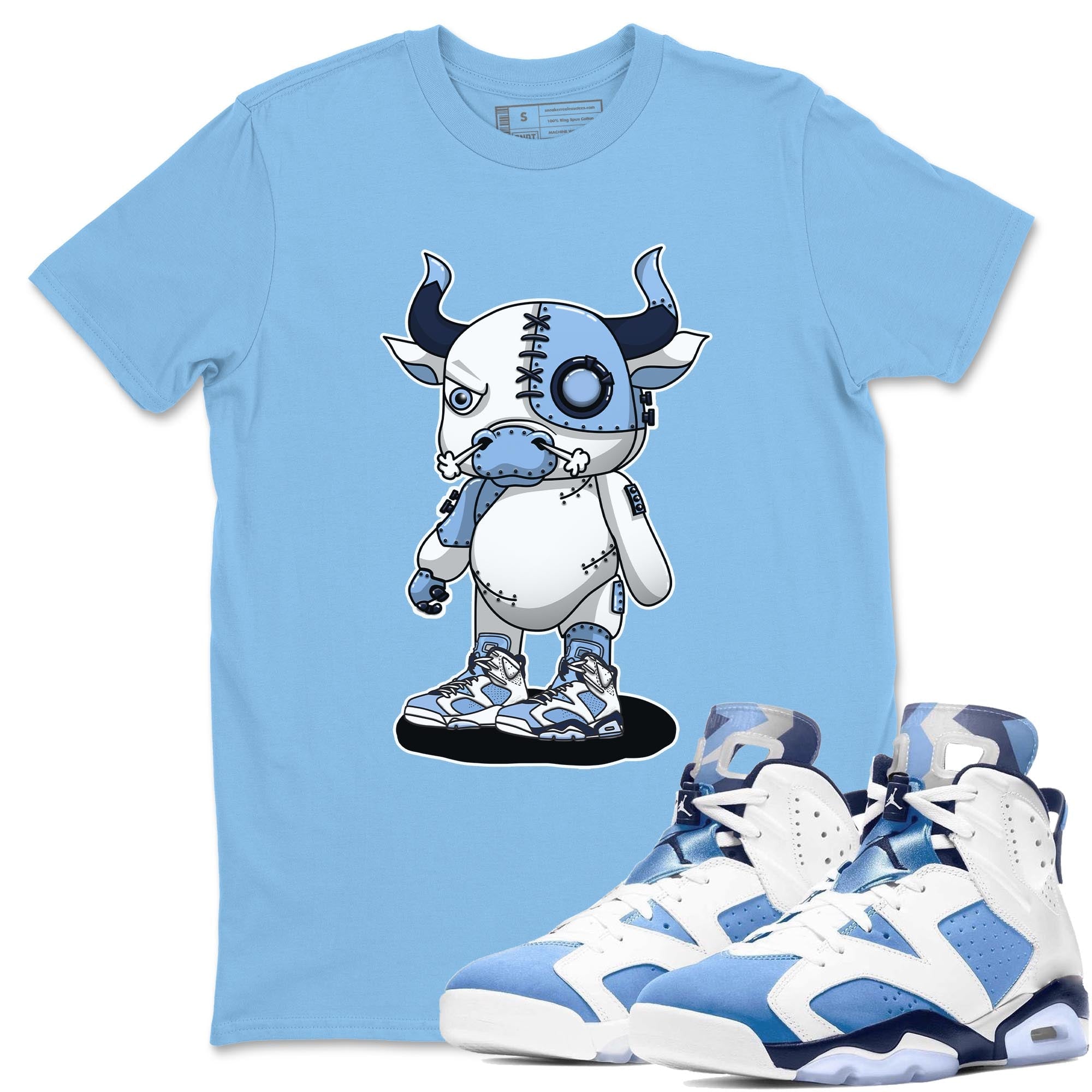 Jordan 6 UNC Shirt To Match Jordans Cyborg Bull Sneaker Tees Jordan 6 UNC Drip Gear Zone Sneaker Matching Clothing Unisex Shirts