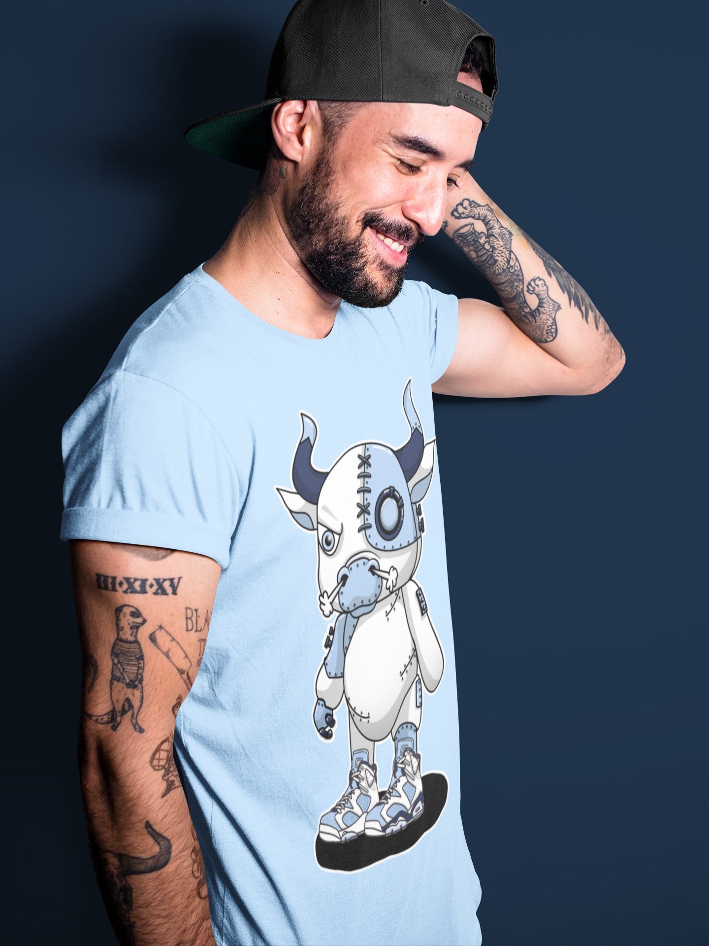 Jordan 6 UNC Shirt To Match Jordans Cyborg Bull Sneaker Tees Jordan 6 UNC Drip Gear Zone Sneaker Matching Clothing Unisex Shirts