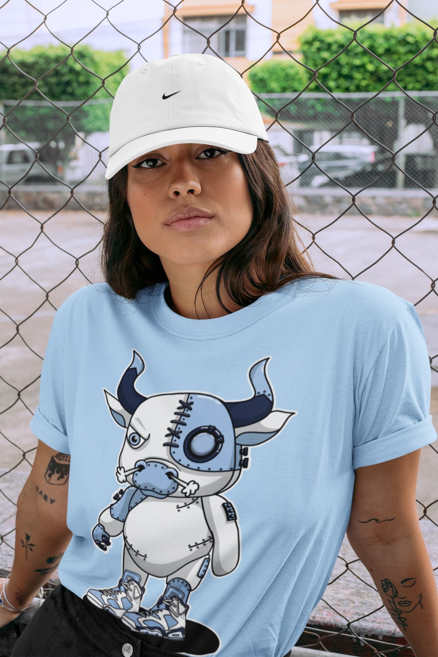 Jordan 6 UNC Shirt To Match Jordans Cyborg Bull Sneaker Tees Jordan 6 UNC Drip Gear Zone Sneaker Matching Clothing Unisex Shirts