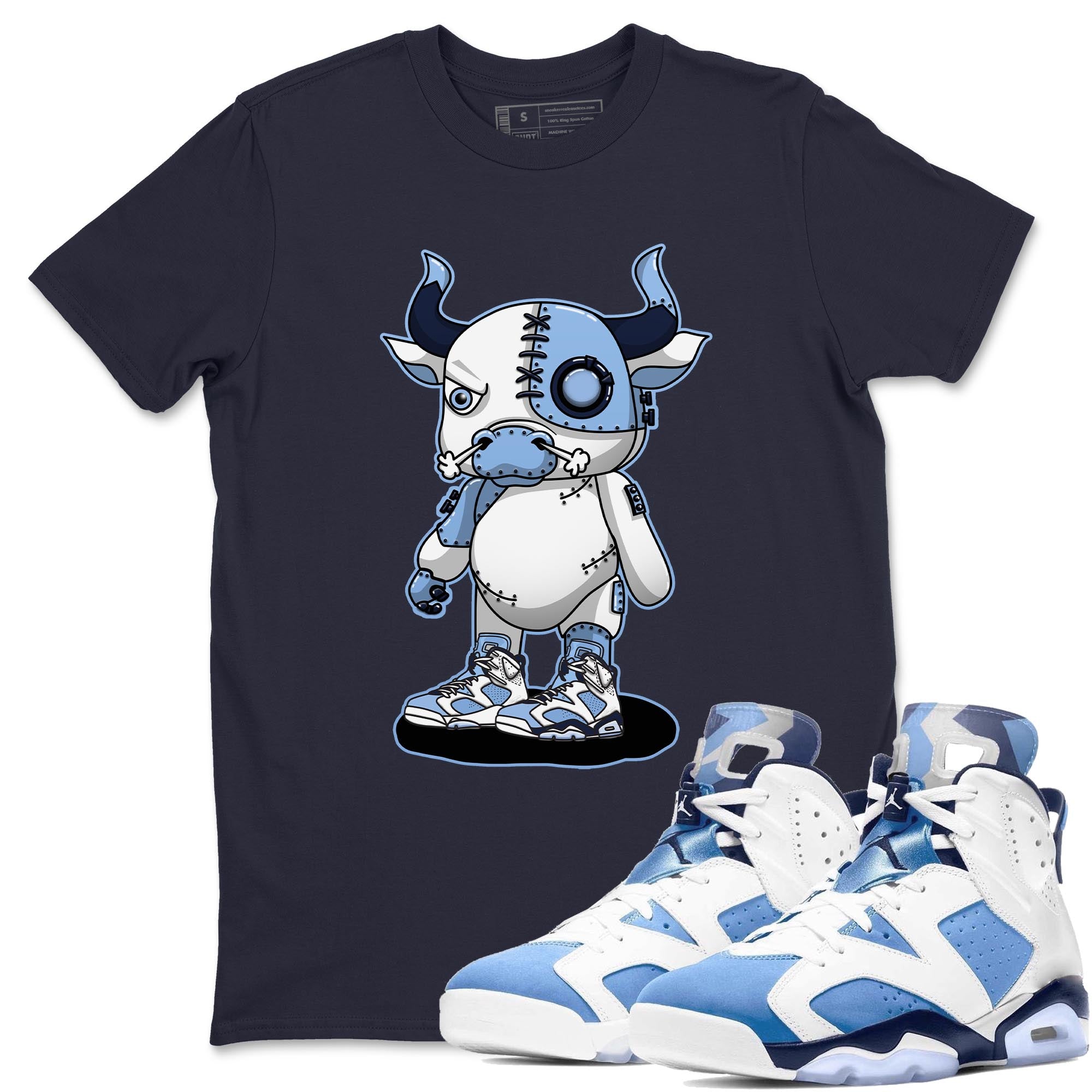 Jordan 6 UNC Shirt To Match Jordans Cyborg Bull Sneaker Tees Jordan 6 UNC Drip Gear Zone Sneaker Matching Clothing Unisex Shirts