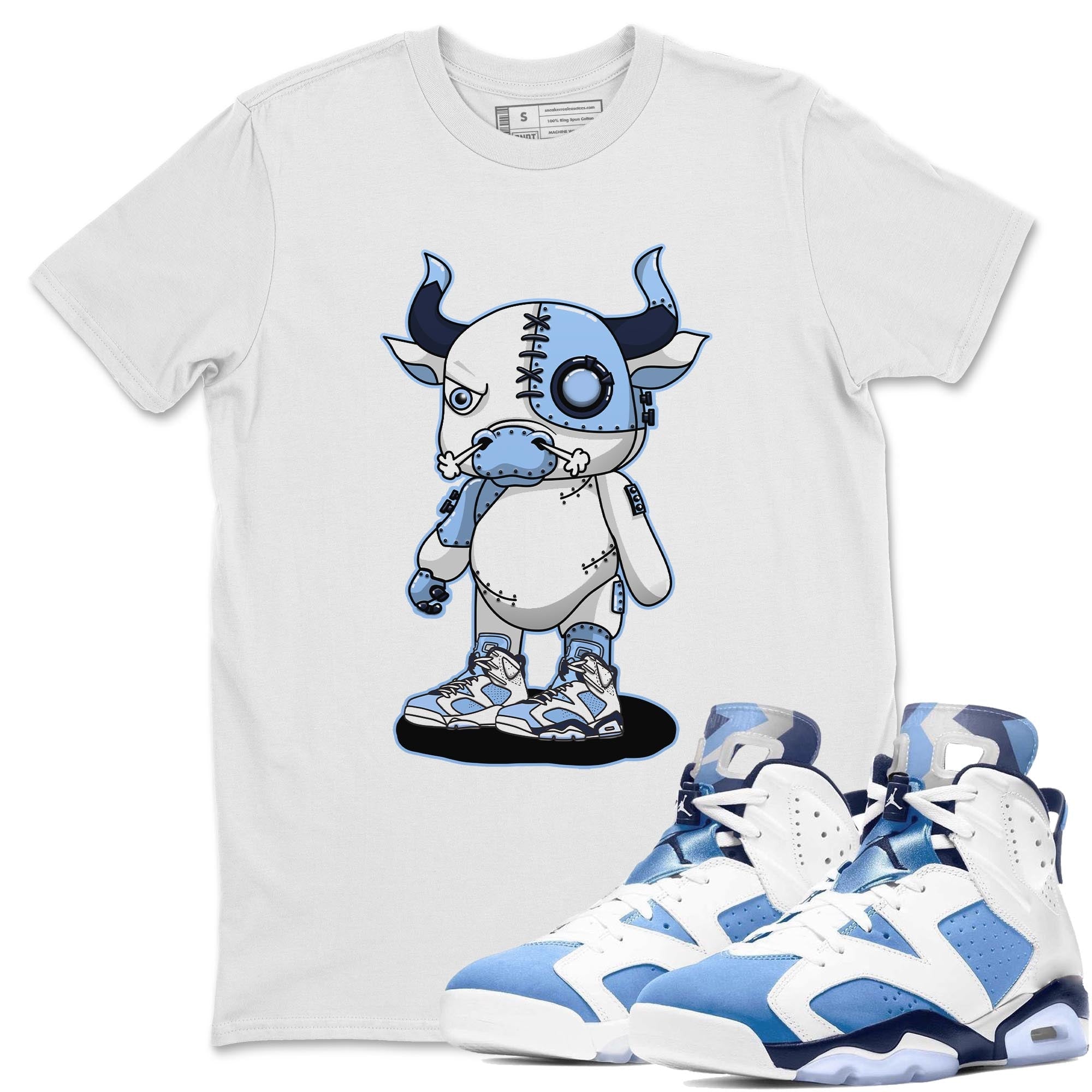 Jordan 6 UNC Shirt To Match Jordans Cyborg Bull Sneaker Tees Jordan 6 UNC Drip Gear Zone Sneaker Matching Clothing Unisex Shirts