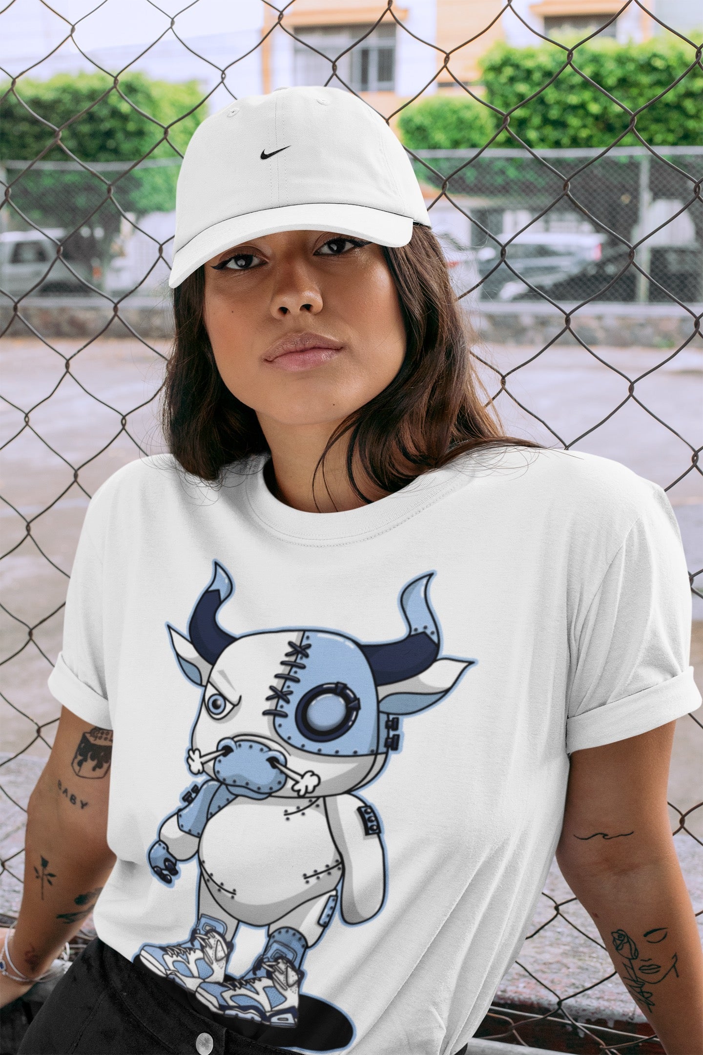 Jordan 6 UNC Shirt To Match Jordans Cyborg Bull Sneaker Tees Jordan 6 UNC Drip Gear Zone Sneaker Matching Clothing Unisex Shirts