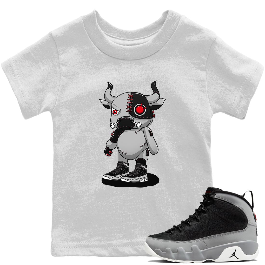 Jordan 9 Particle Grey Shirt To Match Jordans Cyborg Bull Sneaker Tees Jordan 9 Particle Grey Drip Gear Zone Sneaker Matching Clothing Kids Shirts