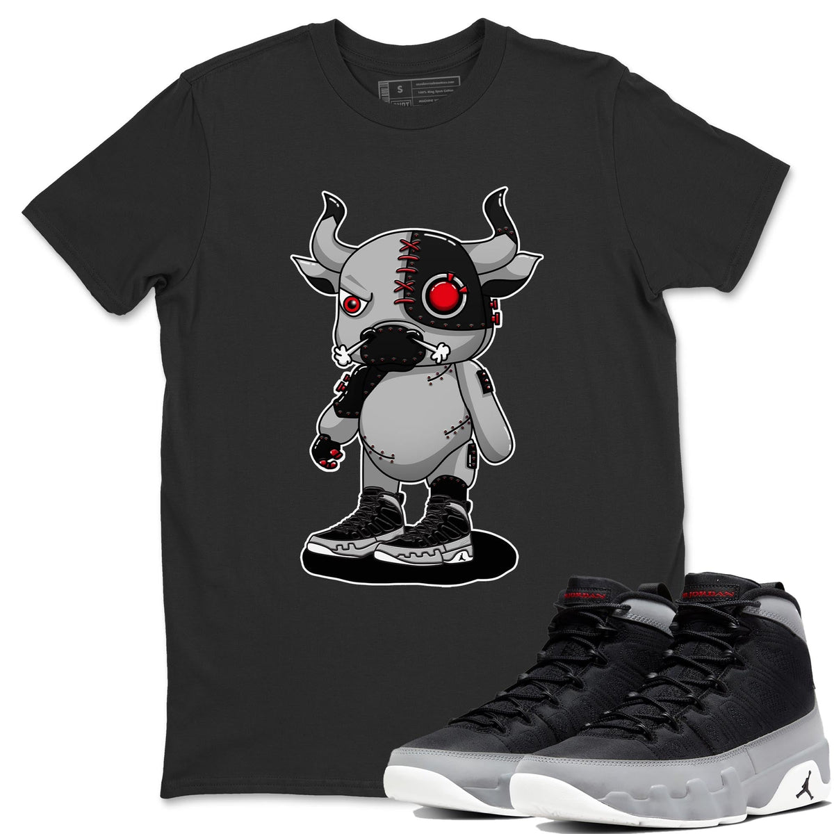 Jordan 9 Particle Grey Shirt To Match Jordans Cyborg Bull Sneaker Tees Jordan 9 Particle Grey Drip Gear Zone Sneaker Matching Clothing Unisex Shirts