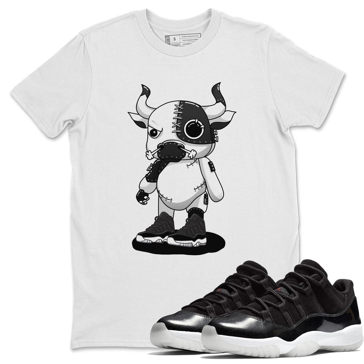 Jordan 11 72-10 Sneaker Matching T-Shirt Cyborg Bull Sneaker Tees Jordan 11 72-10 Sneaker Release Tees Crew Neck Tees