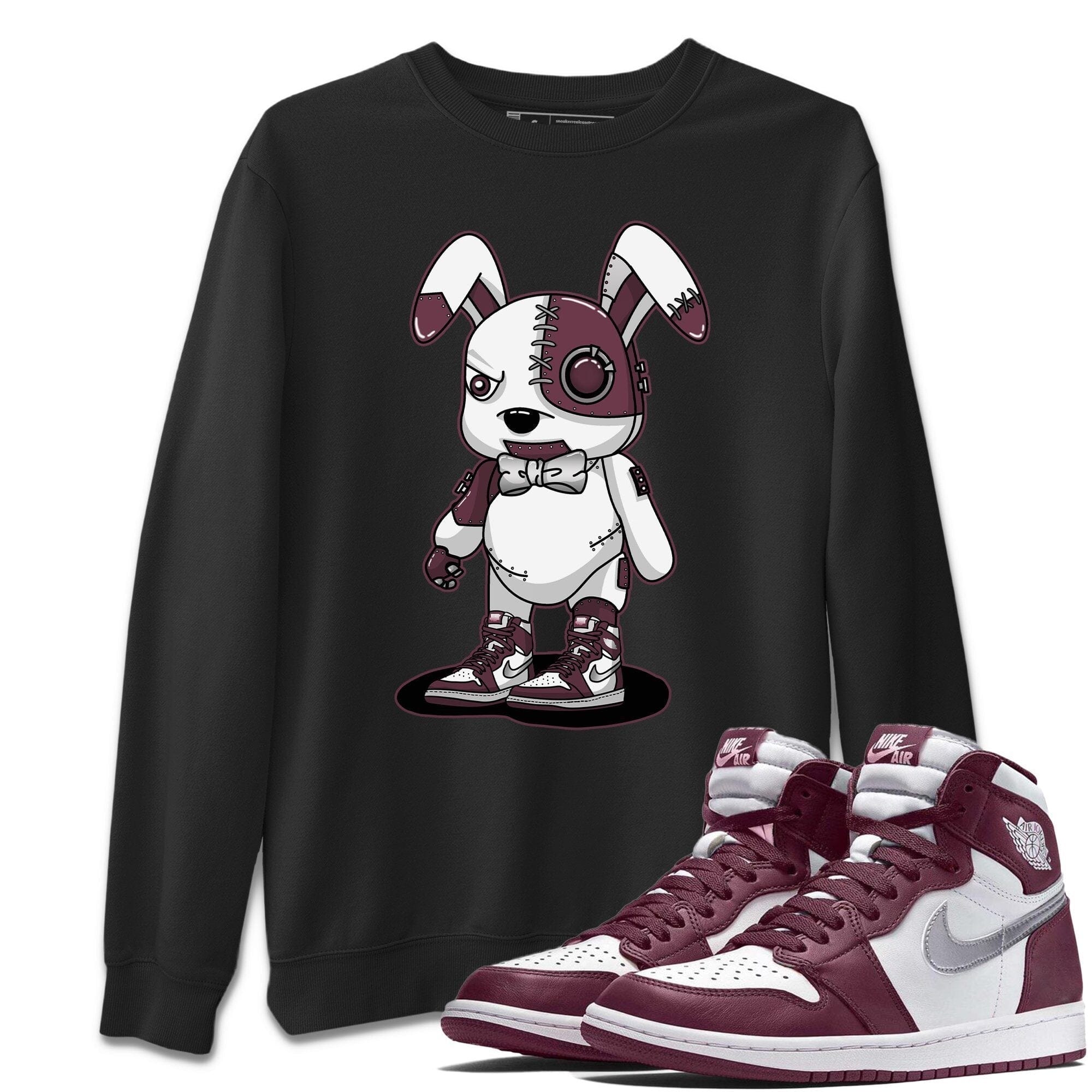 Jordan 1 Bordeaux Sneaker Matching T-Shirt Cyborg Bunny Sneaker Tees Jordan 1 Bordeaux Sneaker Release Tees Crew Neck Tees