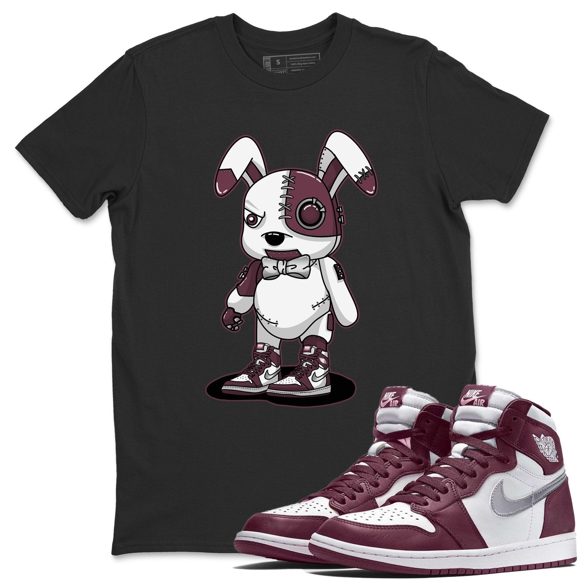 Jordan 1 Bordeaux Sneaker Matching T-Shirt Cyborg Bunny Sneaker Tees Jordan 1 Bordeaux Sneaker Release Tees Crew Neck Tees