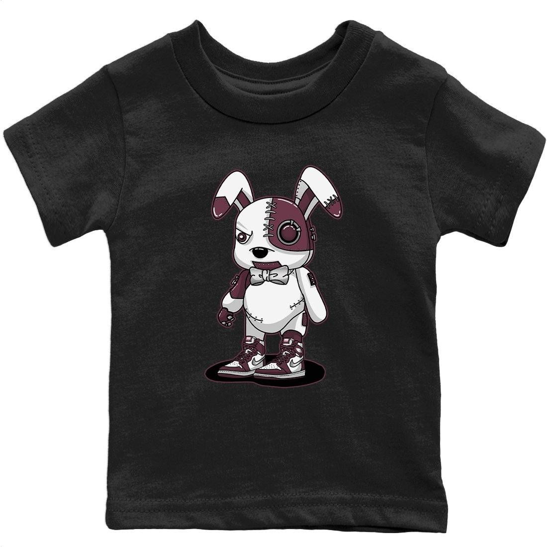 Jordan 1 Bordeaux Sneaker Matching T-Shirt Cyborg Bunny Sneaker Tees Jordan 1 Bordeaux Sneaker Release Tees Kids Shirts