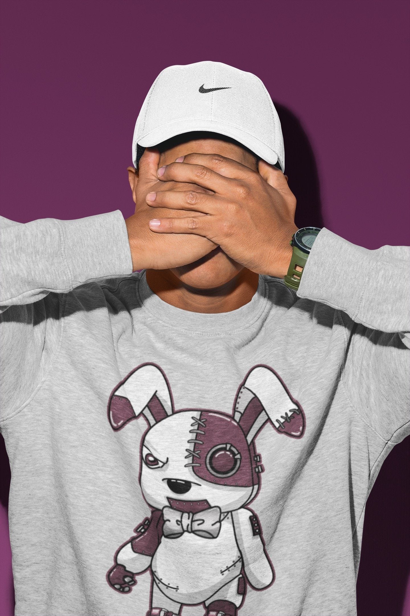 Jordan 1 Bordeaux Sneaker Matching T-Shirt Cyborg Bunny Sneaker Tees Jordan 1 Bordeaux Sneaker Release Tees Crew Neck Tees