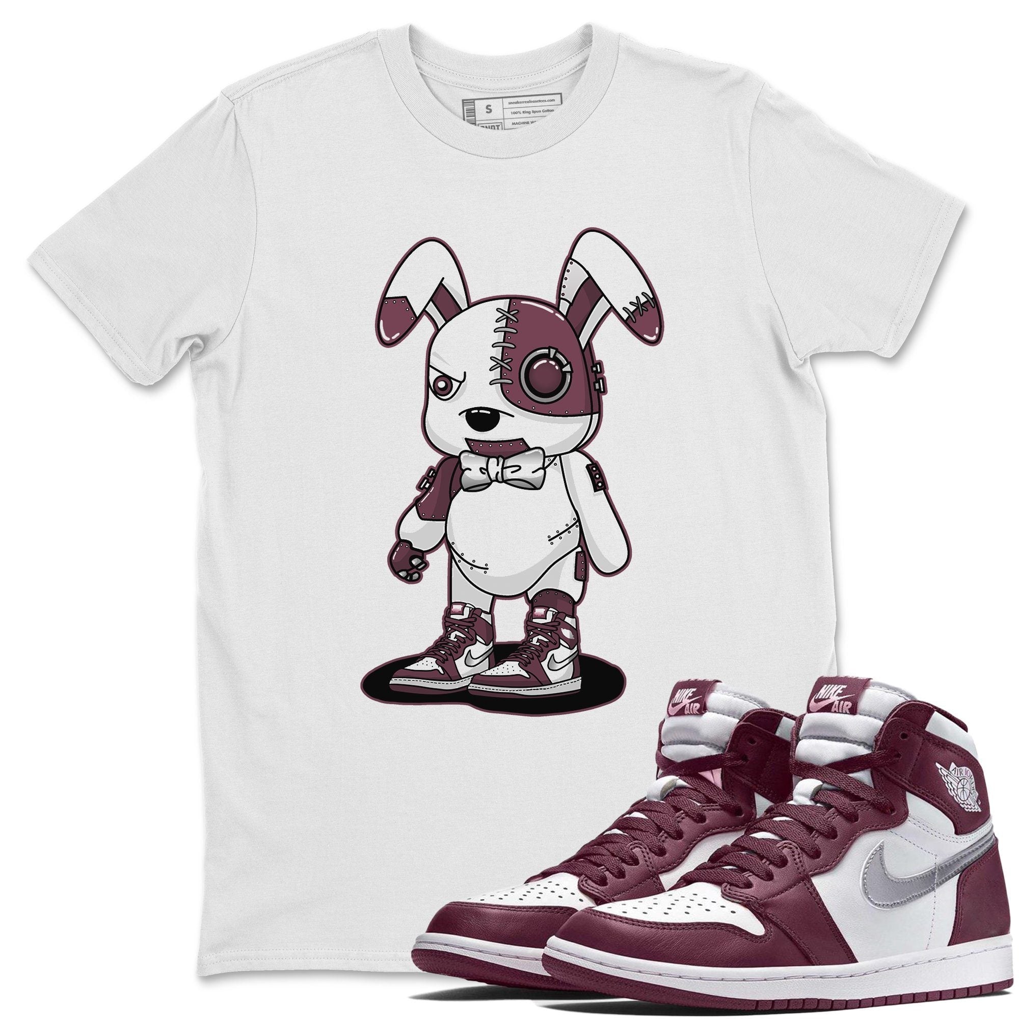 Jordan 1 Bordeaux Sneaker Matching T-Shirt Cyborg Bunny Sneaker Tees Jordan 1 Bordeaux Sneaker Release Tees Crew Neck Tees