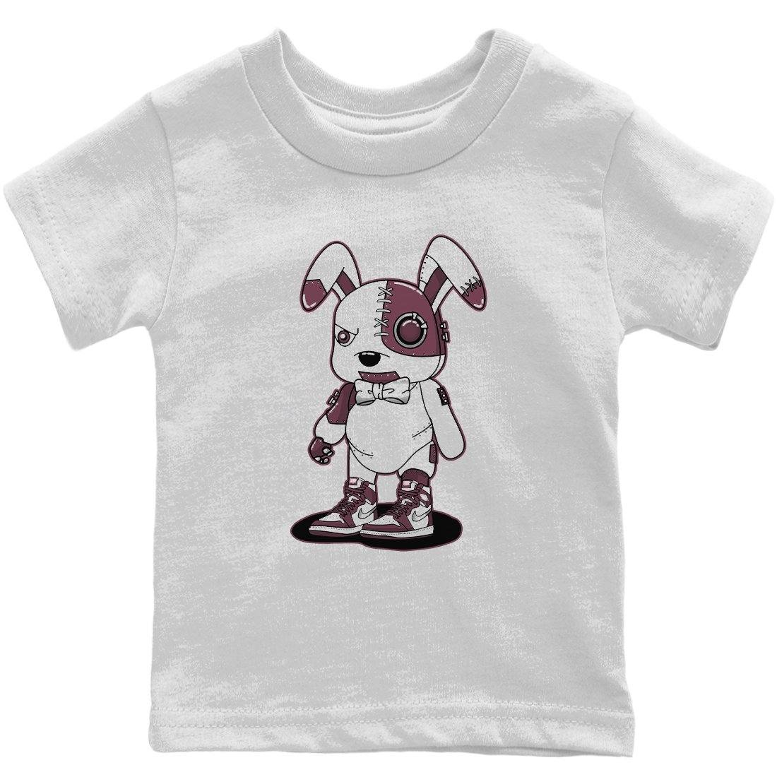 Jordan 1 Bordeaux Sneaker Matching T-Shirt Cyborg Bunny Sneaker Tees Jordan 1 Bordeaux Sneaker Release Tees Kids Shirts