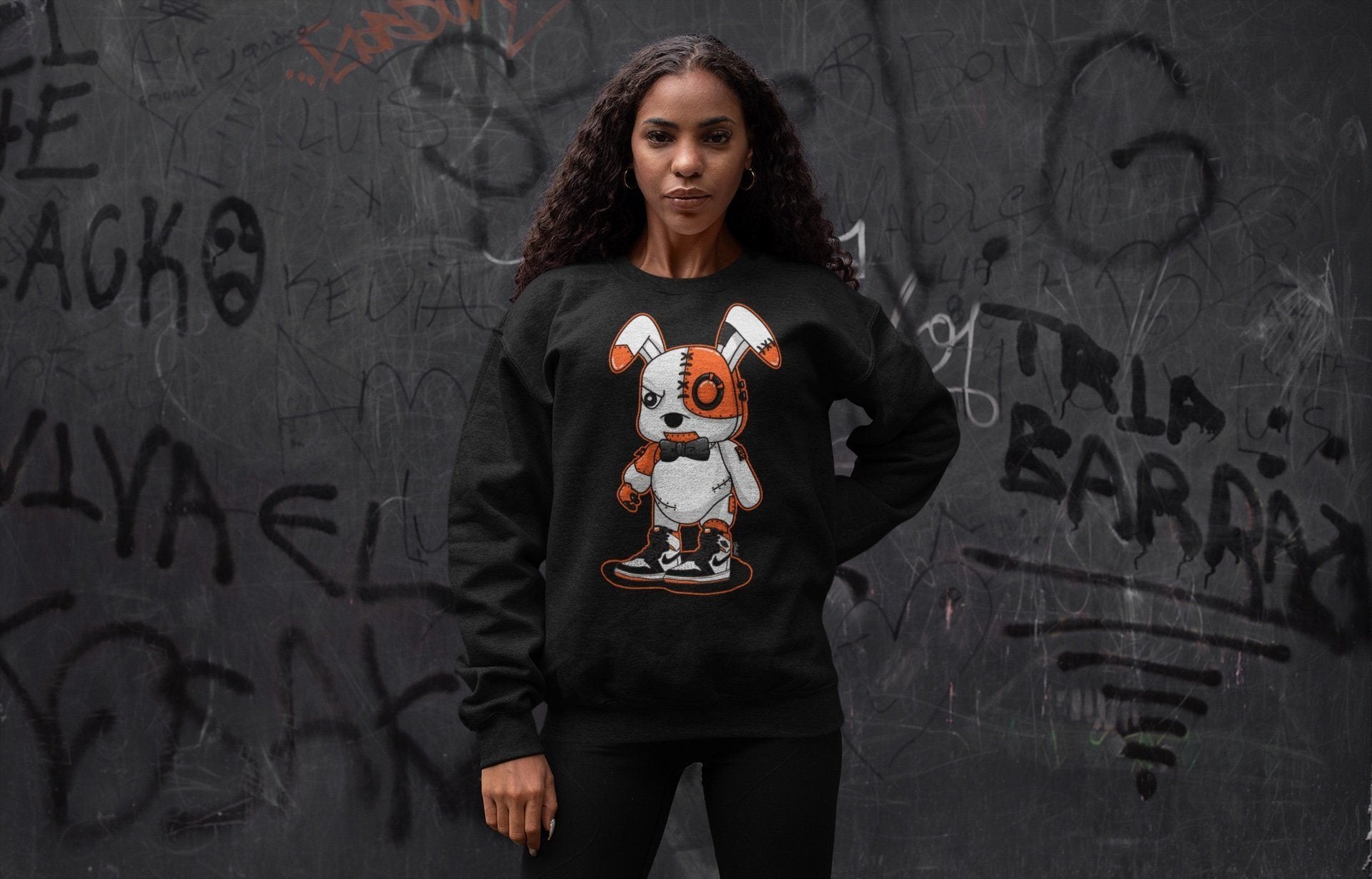 Jordan 1 Electro Orange Sneaker Matching T-Shirt Cyborg Bunny Sneaker Tees Jordan 1 Electro Orange Sneaker Release Tees Crew Neck Tees