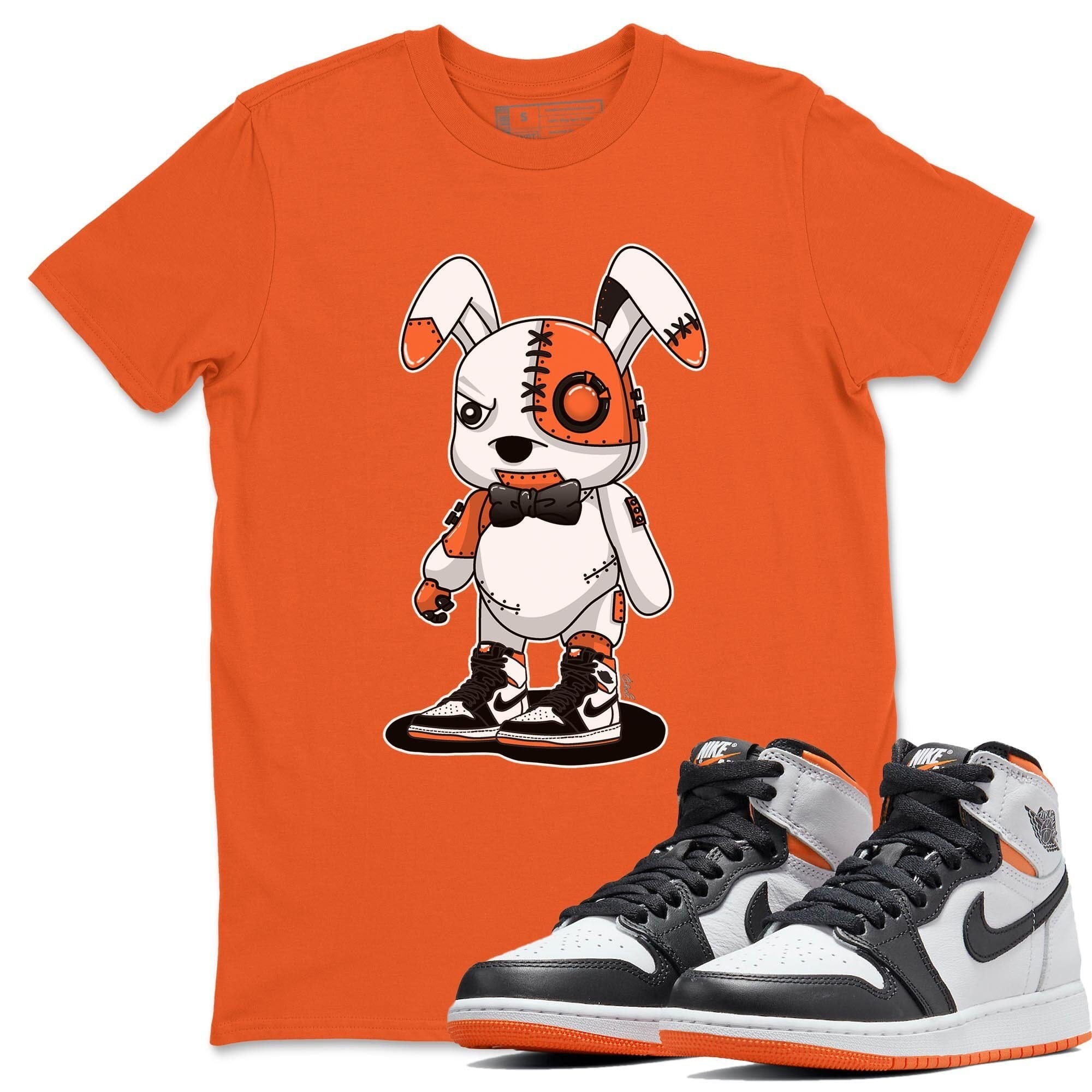 Jordan 1 Electro Orange Sneaker Matching T-Shirt Cyborg Bunny Sneaker Tees Jordan 1 Electro Orange Sneaker Release Tees Crew Neck Tees