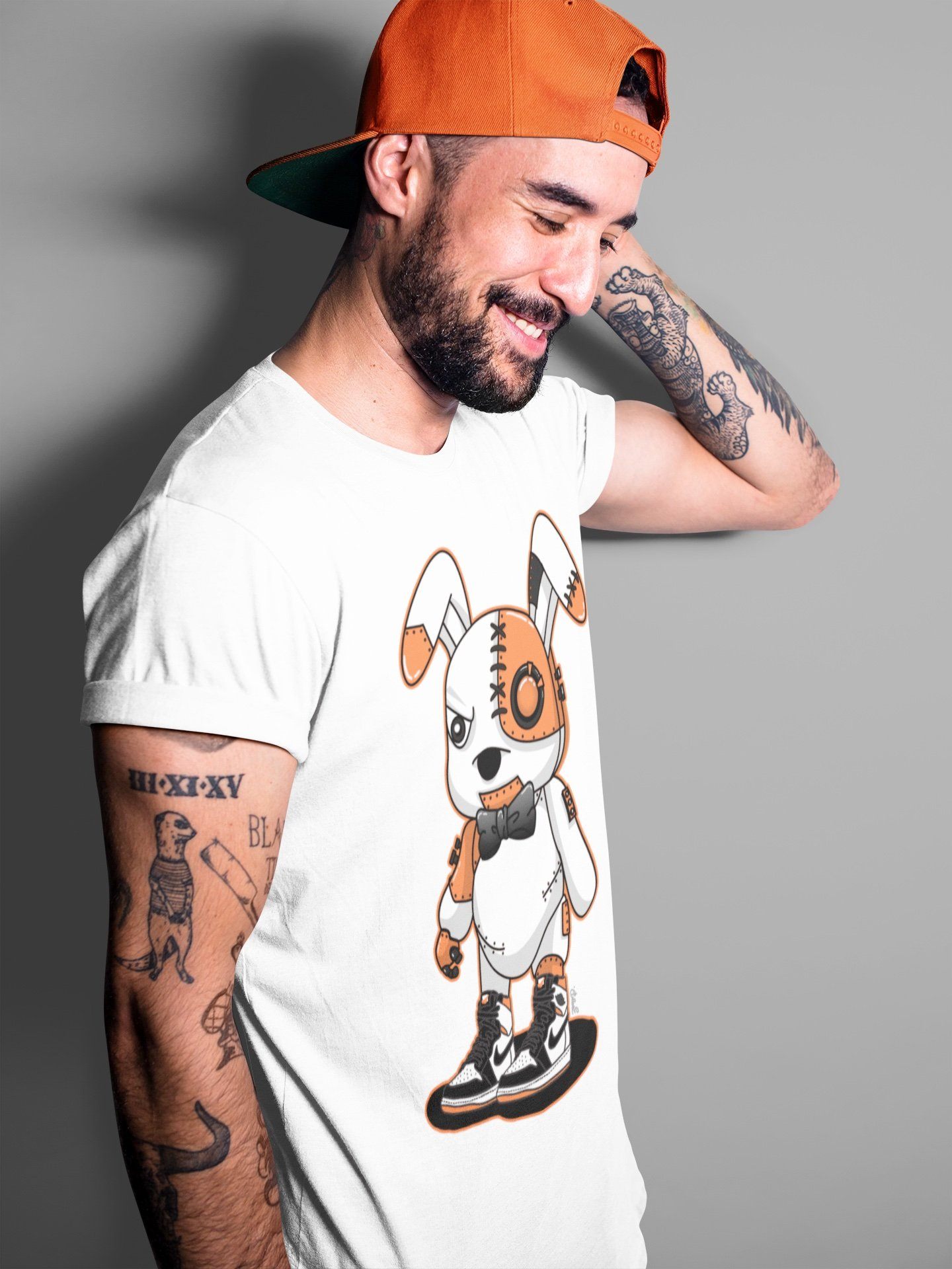 Jordan 1 Electro Orange Sneaker Matching T-Shirt Cyborg Bunny Sneaker Tees Jordan 1 Electro Orange Sneaker Release Tees Crew Neck Tees