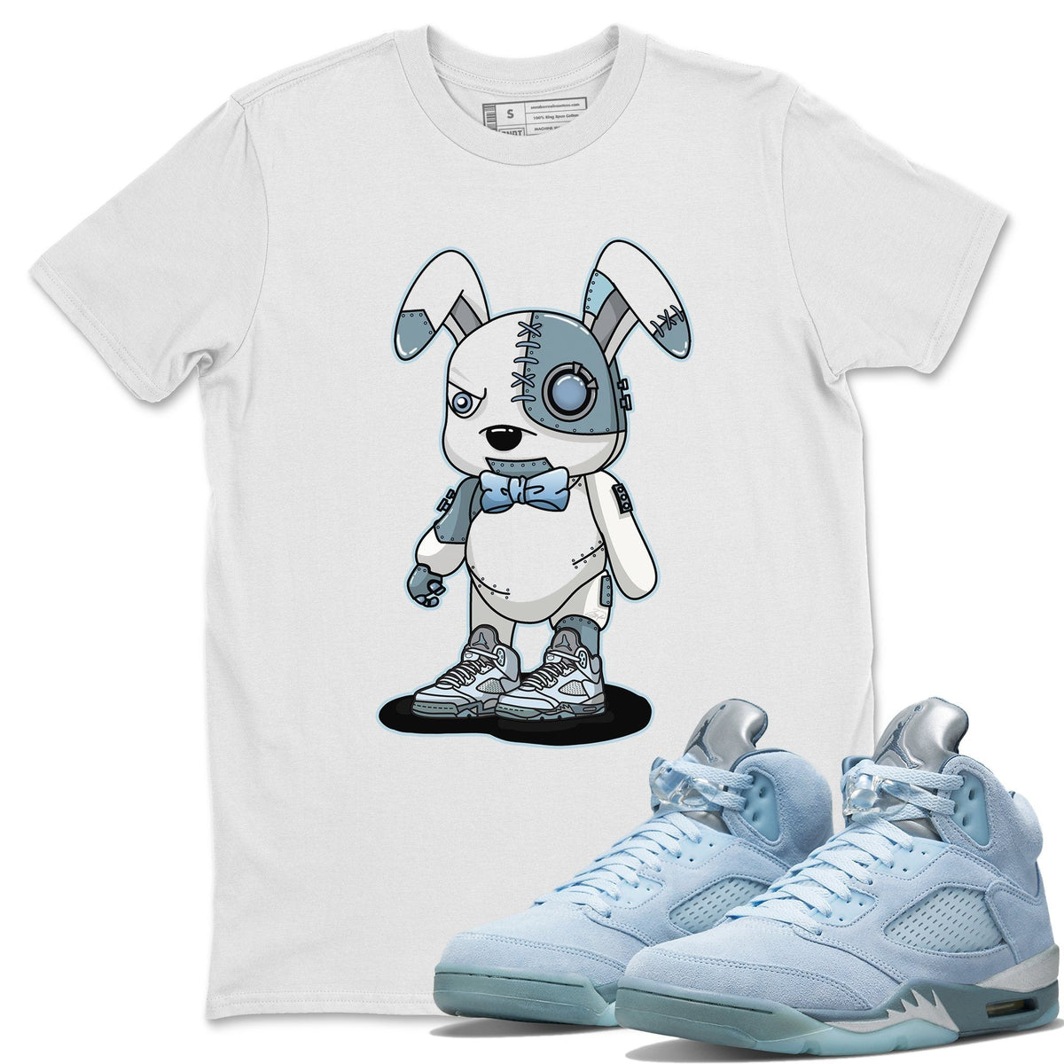 Jordan 5 Blue Bird Shirt To Match Jordans Cyborg Bunny Sneaker Tees Jordan 5 Blue Bird Drip Gear Zone Sneaker Matching Clothing Unisex Shirts