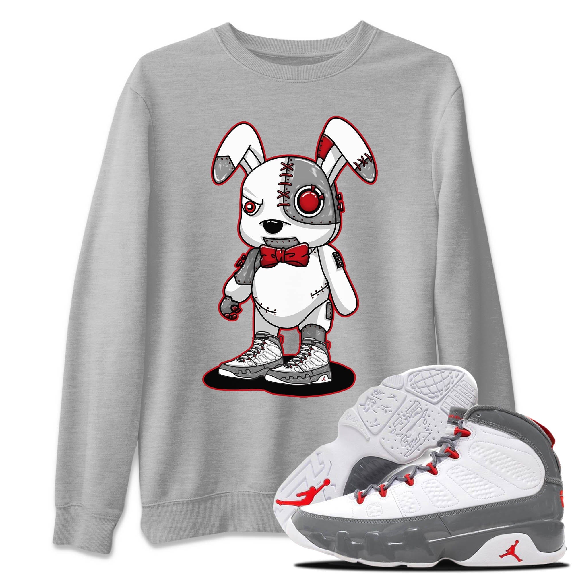 Jordan 9 Fire Red Shirt To Match Jordans Cyborg Bunny Sneaker Tees Jordan 9 Fire Red Drip Gear Zone Sneaker Matching Clothing Unisex Shirts