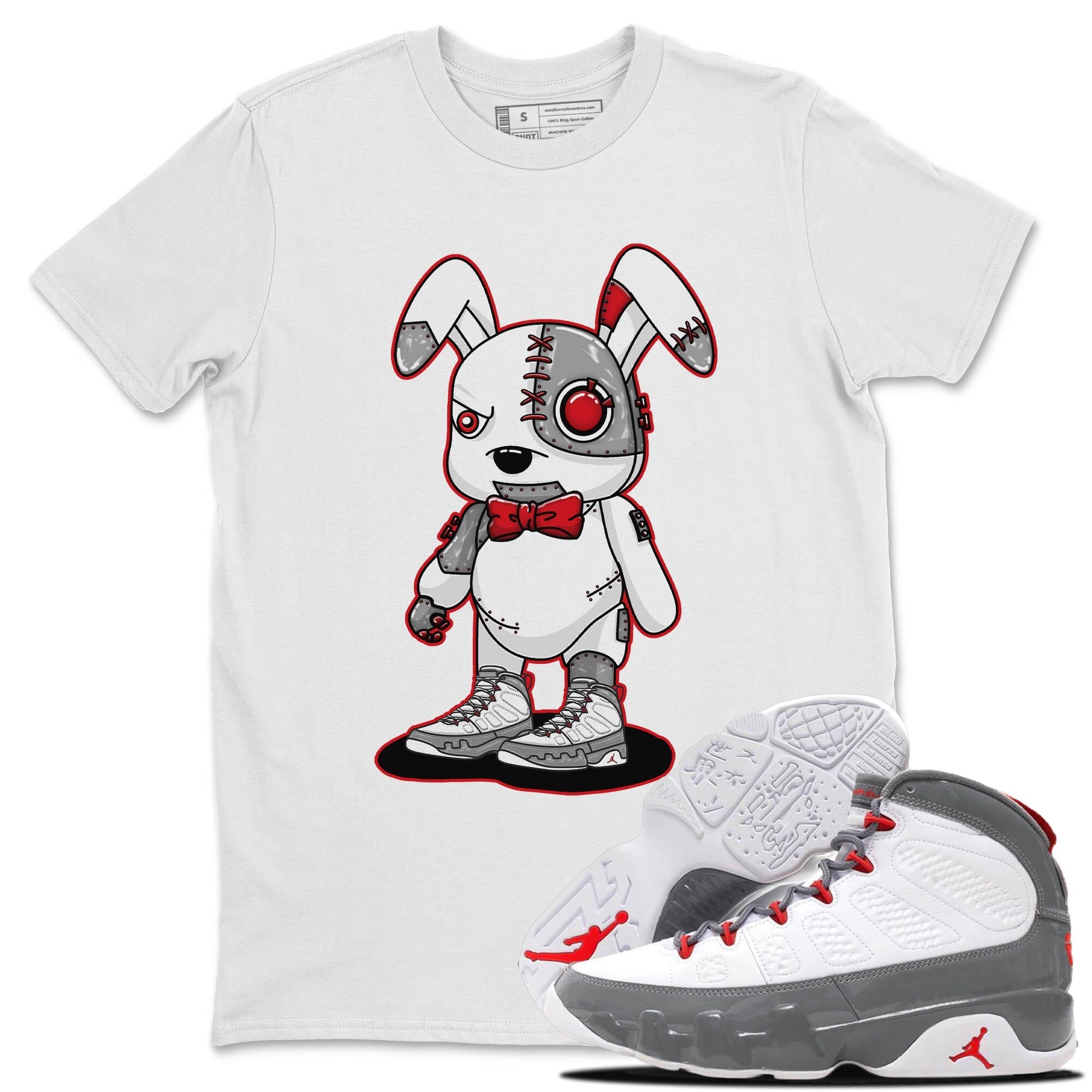 Jordan 9 Fire Red Shirt To Match Jordans Cyborg Bunny Sneaker Tees Jordan 9 Fire Red Drip Gear Zone Sneaker Matching Clothing Unisex Shirts
