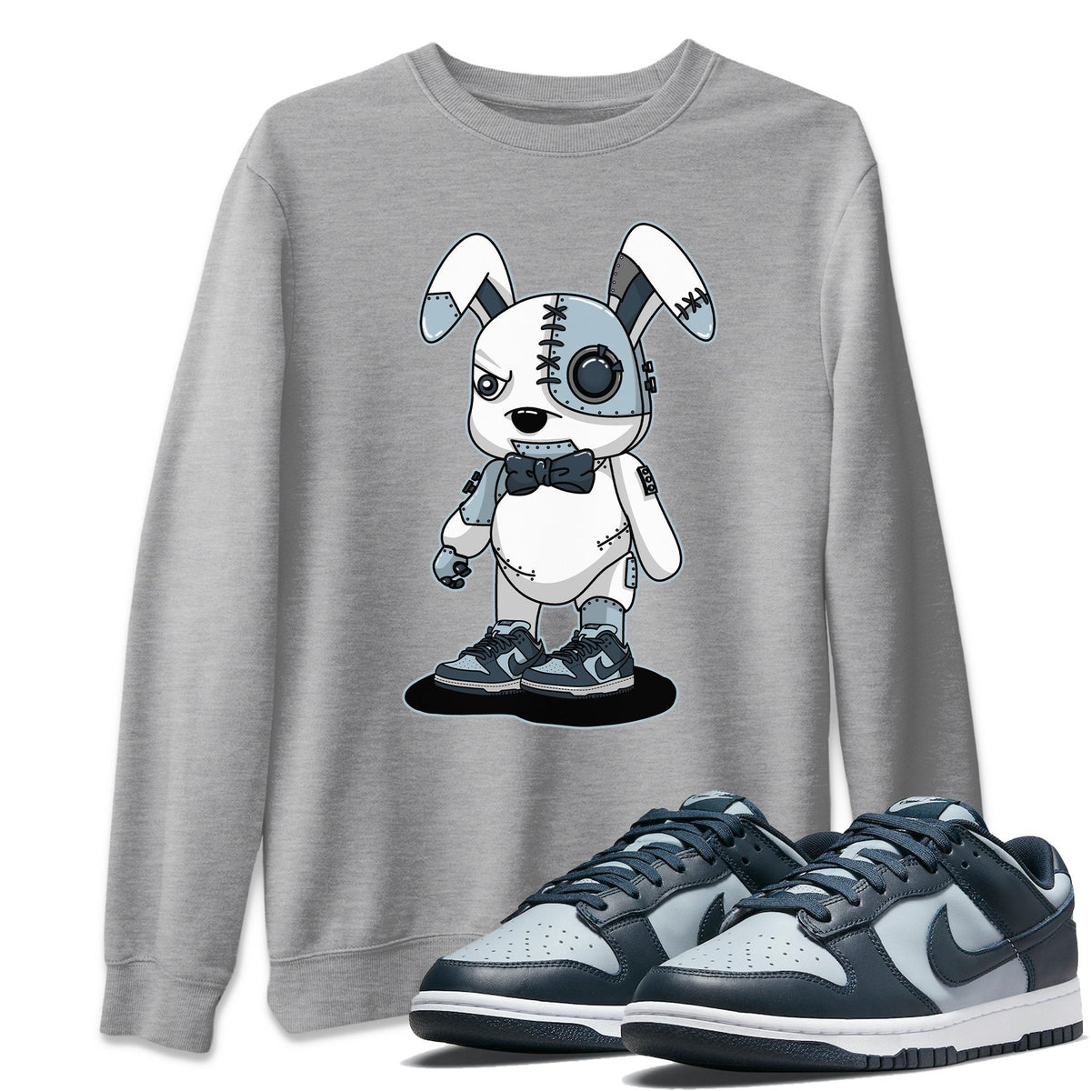 Dunk championship Grey Sneaker Match Tees Cyborg Bunny Sneaker Tees Dunk championship Grey Jordan to match sneaker T-Shirt Crew Neck Shirts