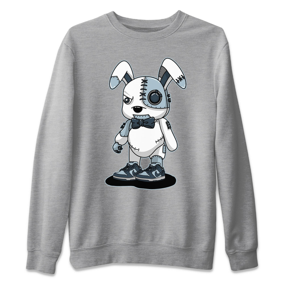 Dunk championship Grey Sneaker Match Tees Cyborg Bunny Sneaker Tees Dunk championship Grey Jordan to match sneaker T-Shirt Crew Neck Shirts