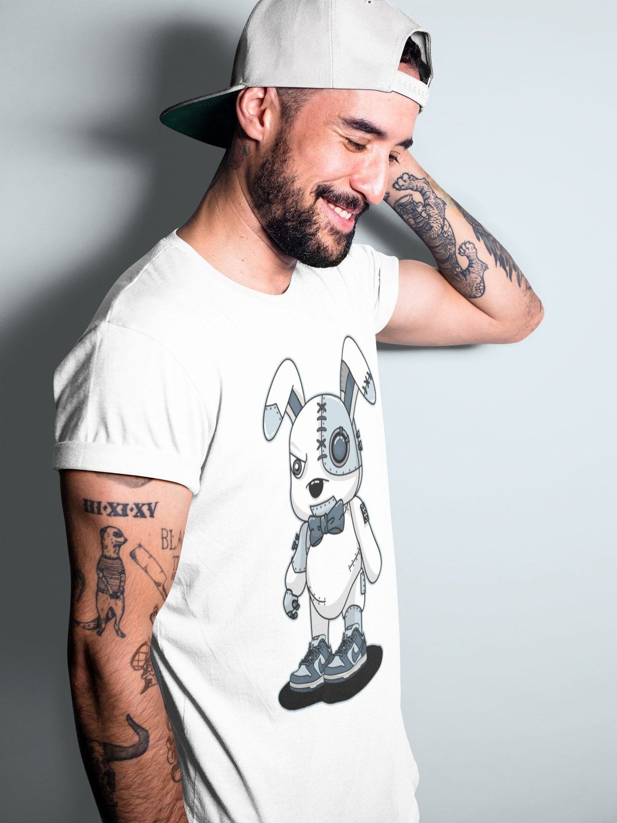Dunk championship Grey Sneaker Match Tees Cyborg Bunny Sneaker Tees Dunk championship Grey Jordan to match sneaker T-Shirt Crew Neck Shirts