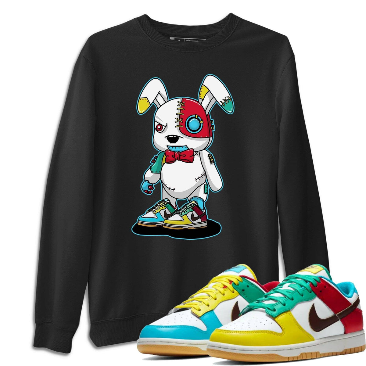 Dunk Free 99 White Sneaker Match Tees Cyborg Bunny Sneaker Tees Dunk Free 99 White Jordan to match sneaker T-Shirt Crew Neck Shirts